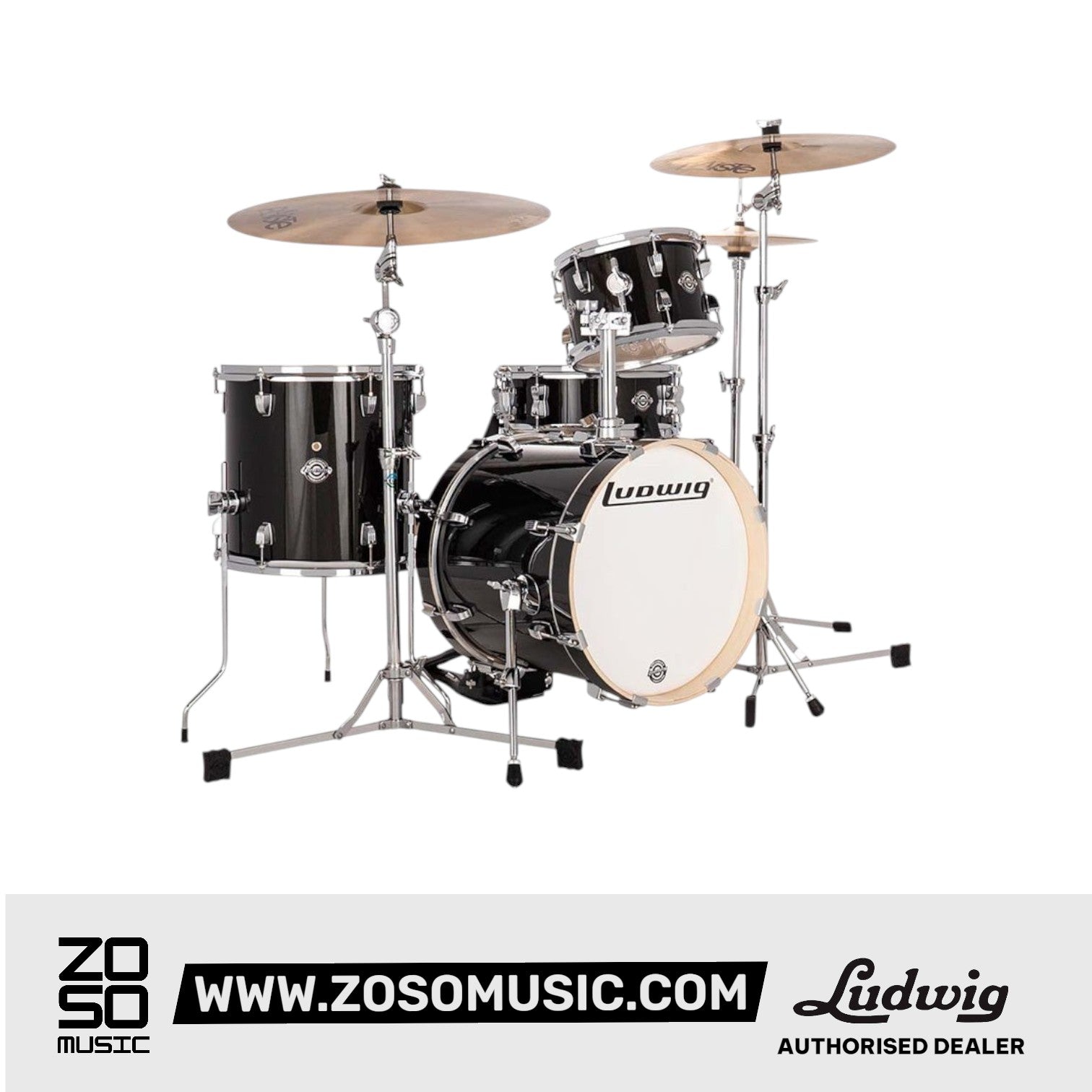 Ludwig LC2791 Breakbeats By Questlove 4-Piece Drum Kit w/ Bag, Black Sparkle |  LUDWIG |  DRUM-ACOUSTIC |  Zoso Music