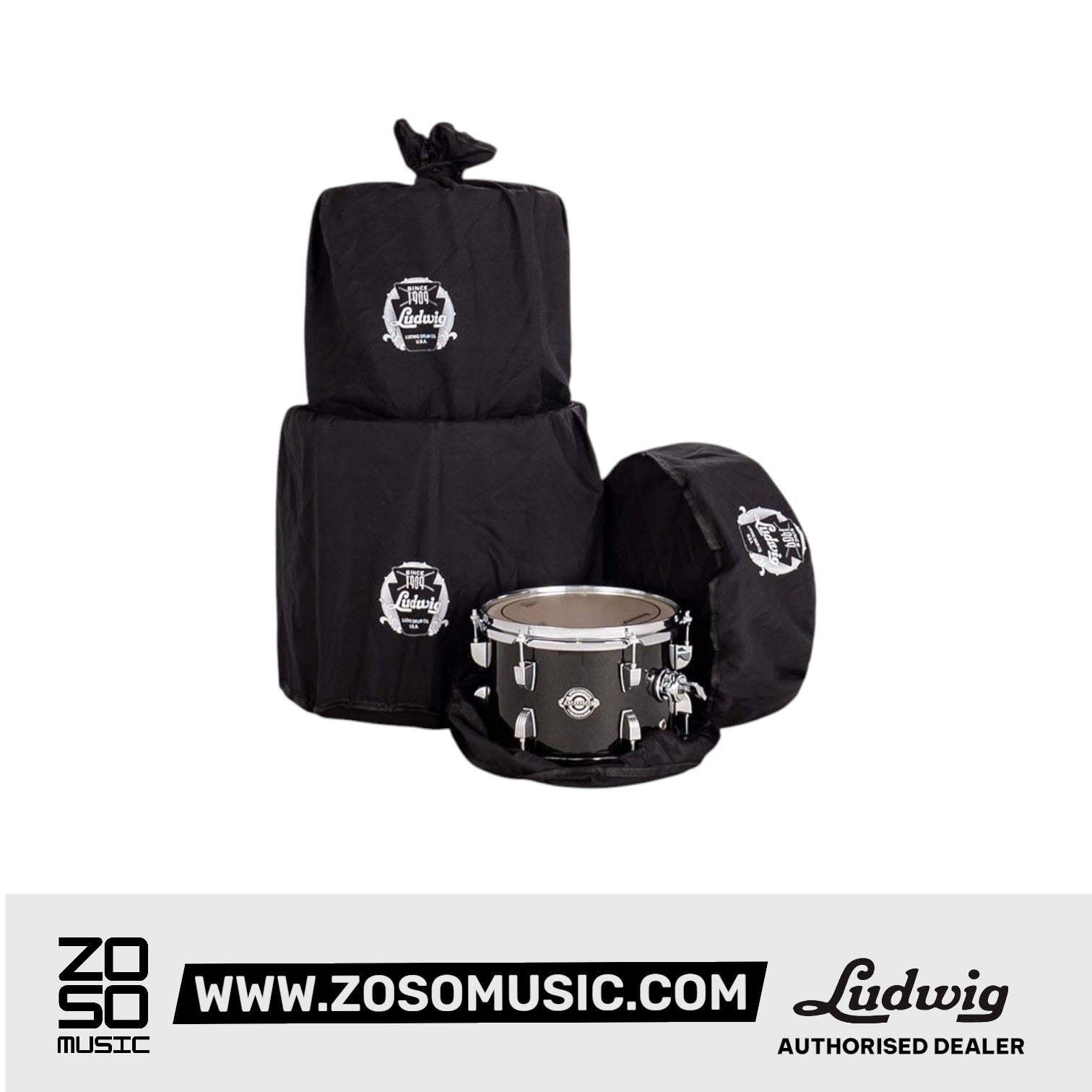 Ludwig LC2791 Breakbeats By Questlove 4-Piece Drum Kit w/ Bag, Black Sparkle |  LUDWIG |  DRUM-ACOUSTIC |  Zoso Music