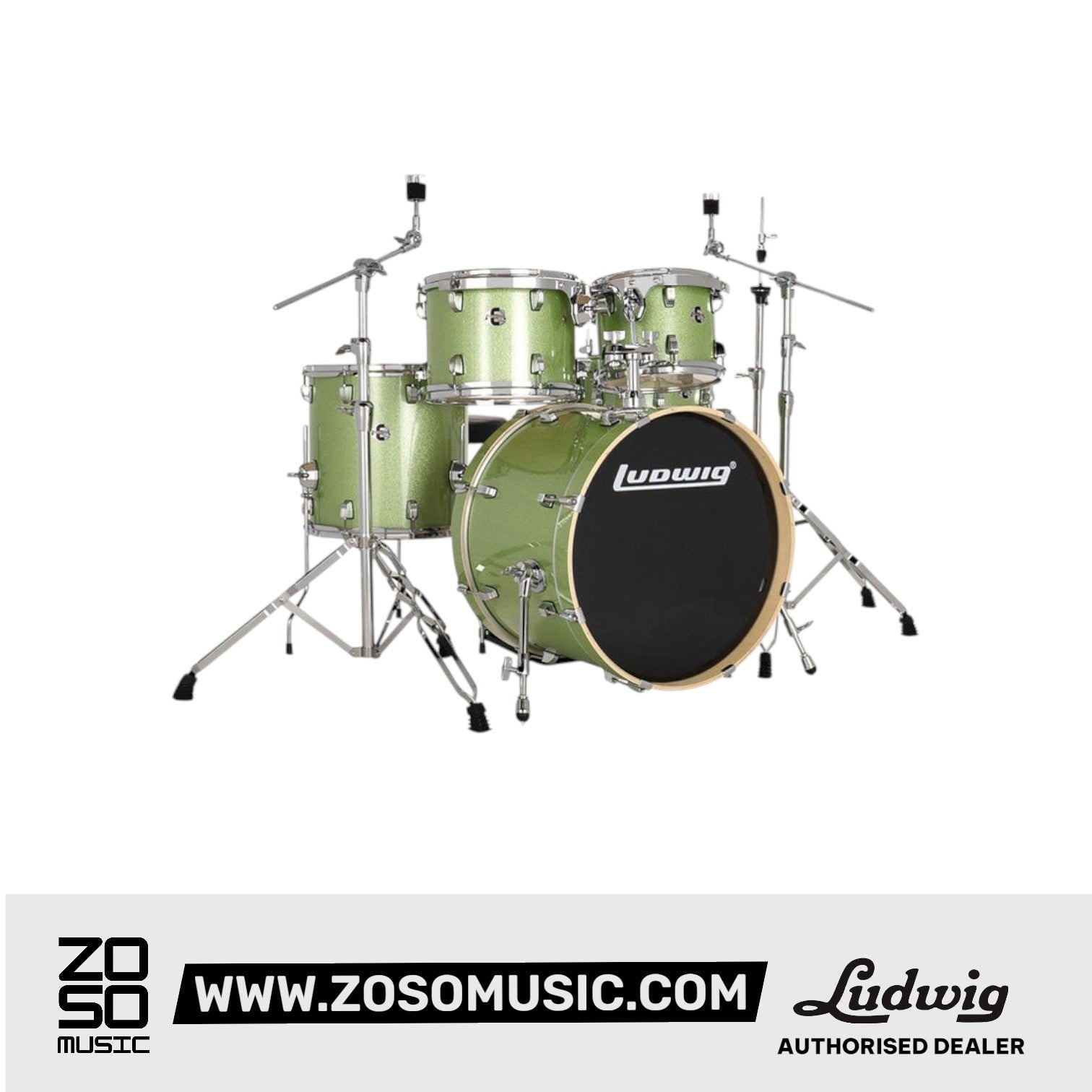 Ludwig LE520018 Evolution 5-Piece Drum Kit w/Hardware, Mint |  LUDWIG |  DRUM-ACOUSTIC |  Zoso Music