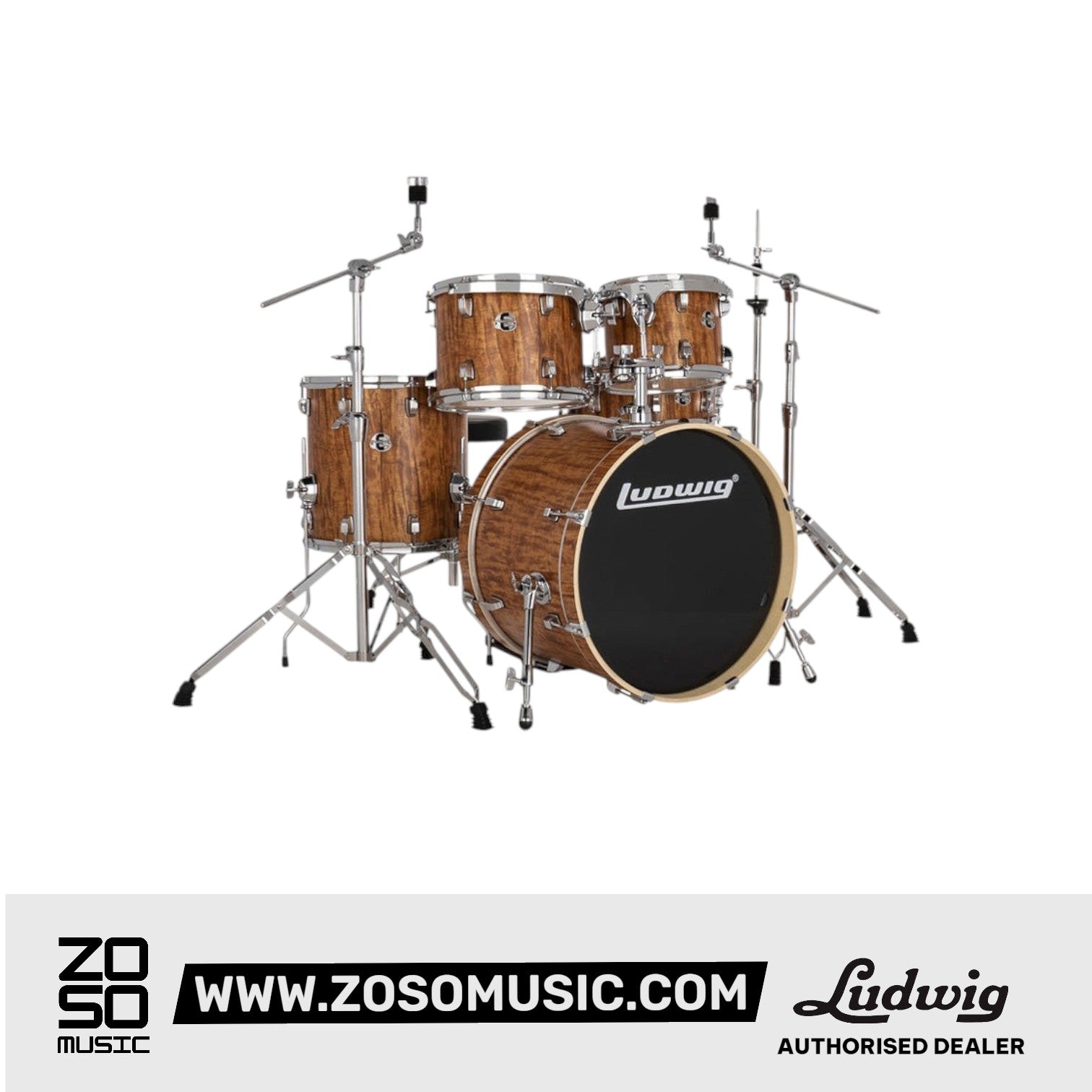 Ludwig LE522010 Evolution 5-Piece Drum Kit w/Hardware, Cherry |  LUDWIG |  DRUM-ACOUSTIC |  Zoso Music