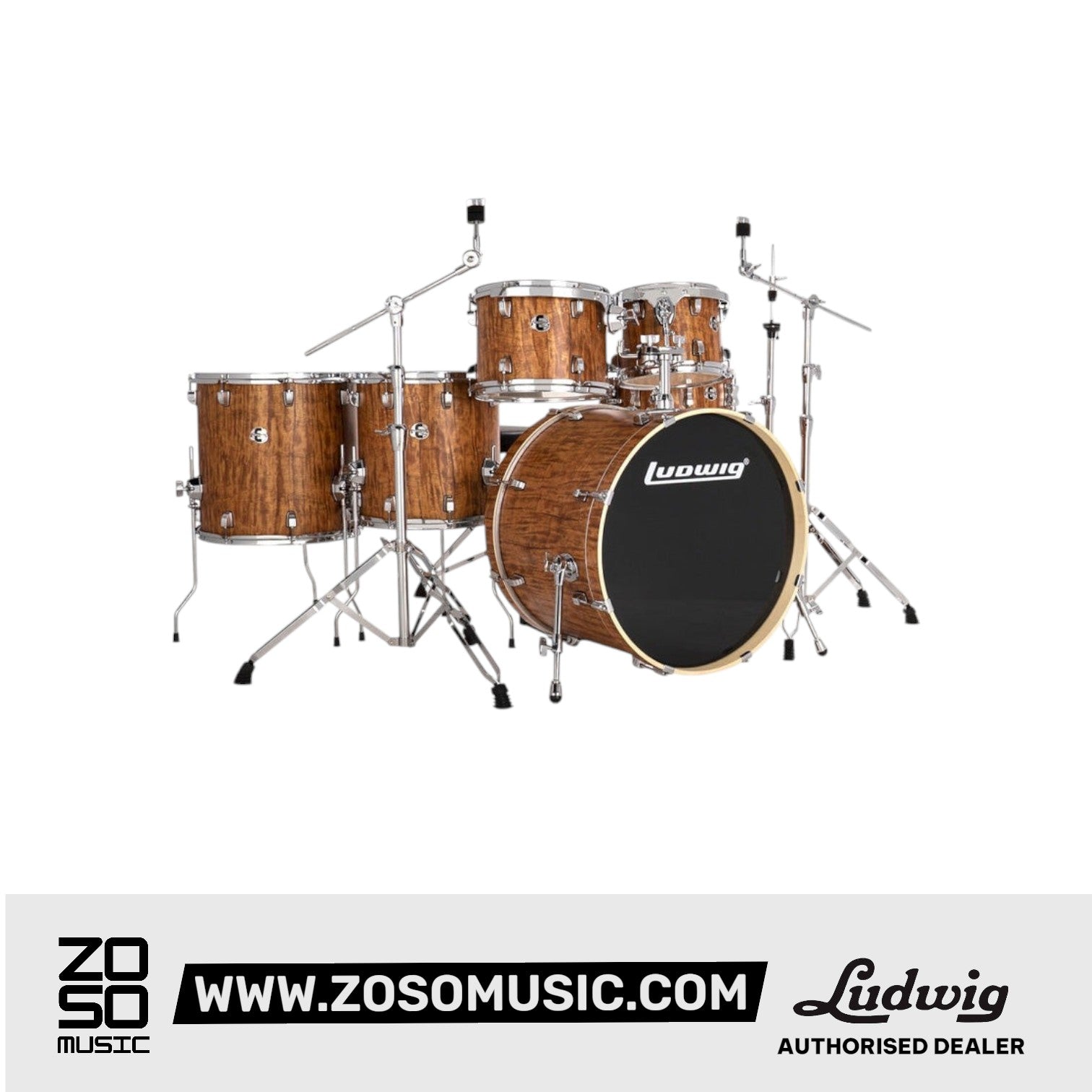 Ludwig LE622010 Evolution 6-Piece Drum Kit w/Hardware, Cherry |  LUDWIG |  DRUM-ACOUSTIC |  Zoso Music