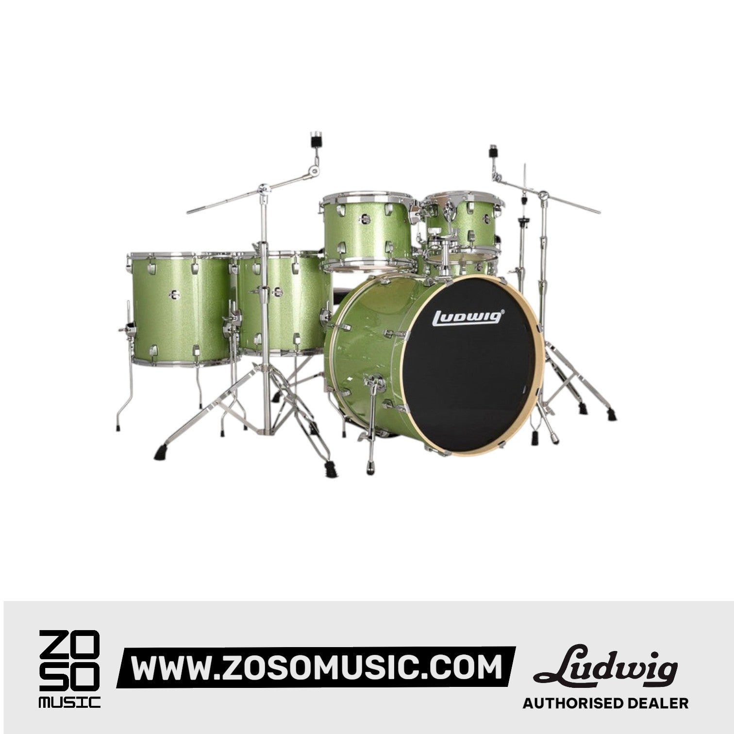Ludwig LE622018 Evolution 6-Piece Drum Kit w/Hardware, Mint |  LUDWIG |  DRUM-ACOUSTIC |  Zoso Music