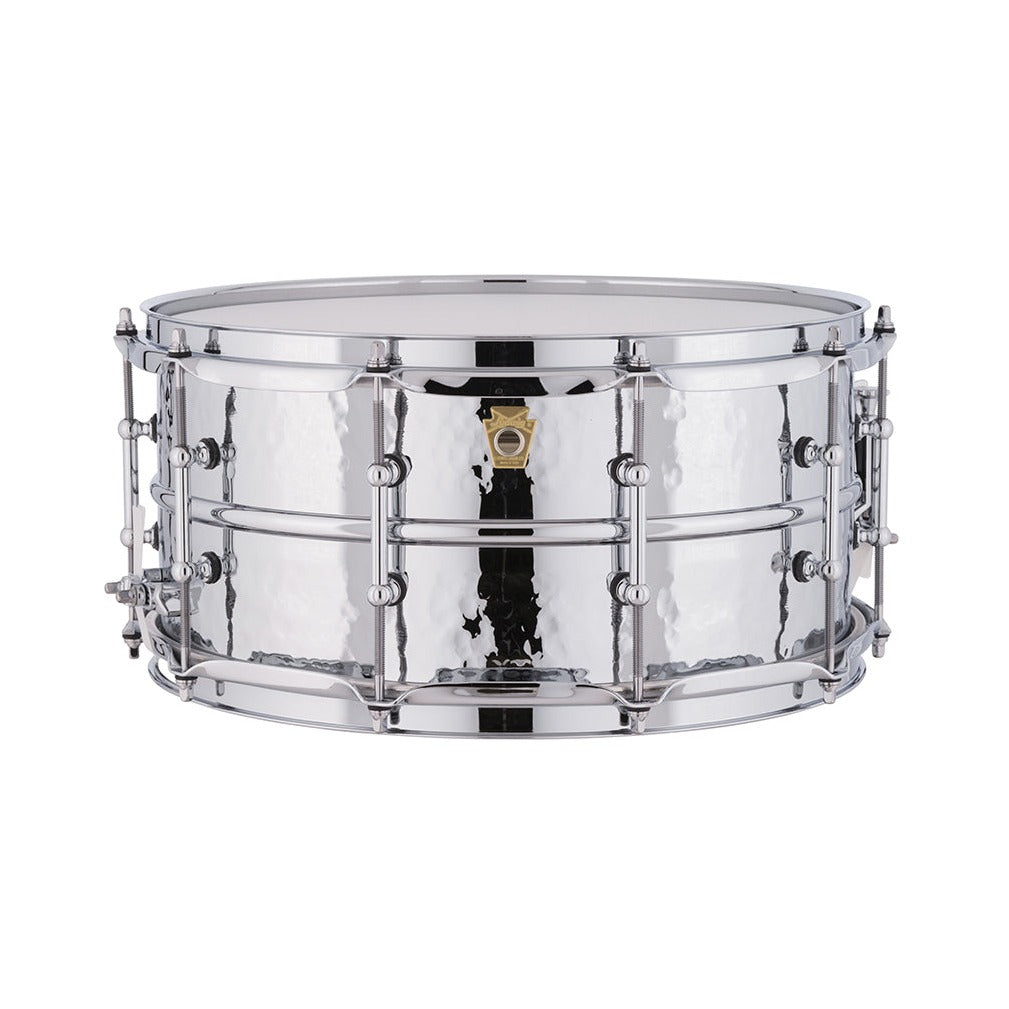 Ludwig LM402KT 6.5x14inch Supraphonic Chrome-Plated Aluminium Snare Drum, Hammered Shell, Tube Lugs