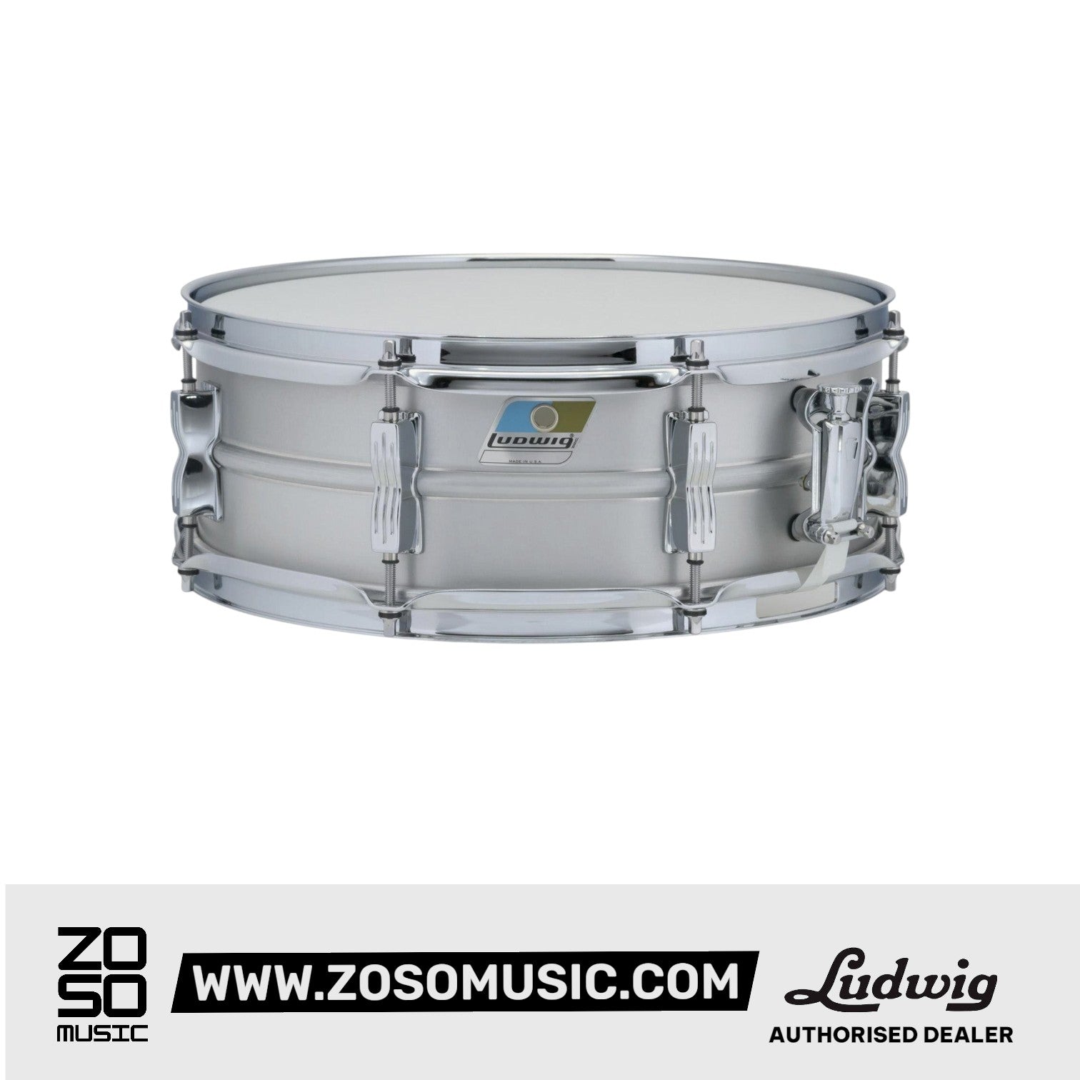 Ludwig LM404C10 5x14inch Acrolite 10-Lugs Snare Drum, Aluminium |  LUDWIG |  DRUM-SNARE DRUM |  Zoso Music