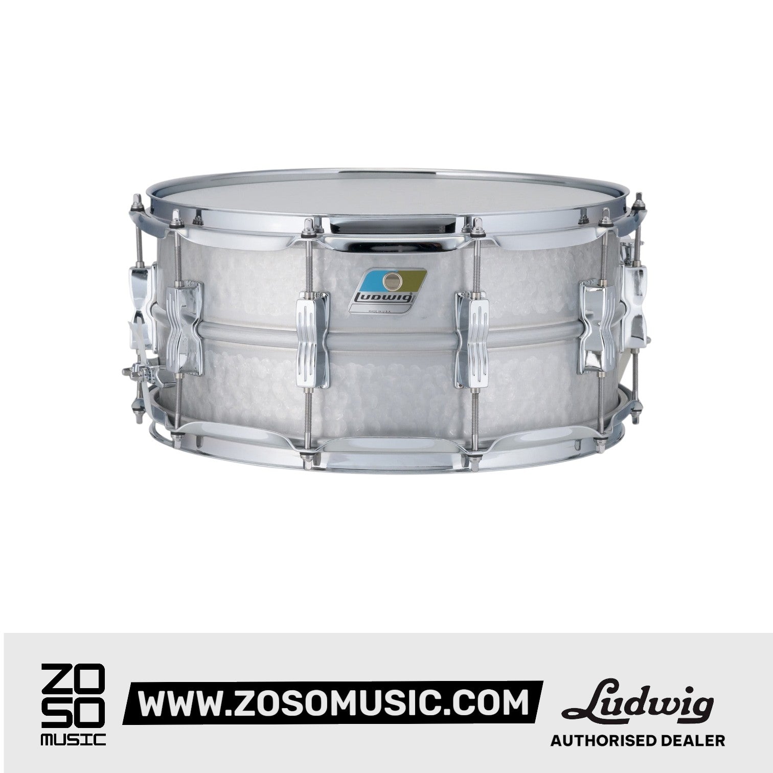 Ludwig LM405K 6.5x14inch Acrolite Snare Drum, Aluminium, Hammered Shell | Zoso Music Sdn Bhd