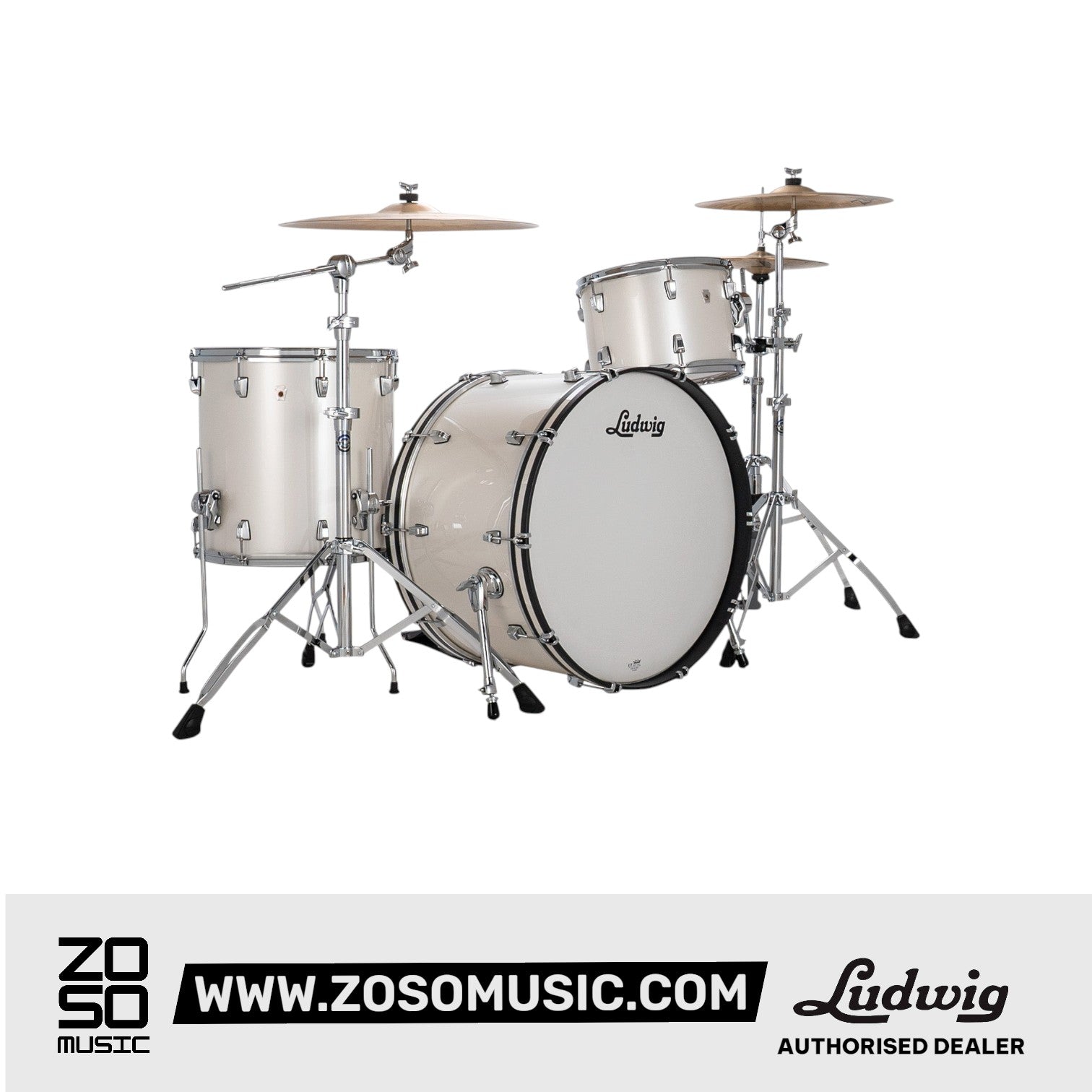 Ludwig LN34433TXAG Neusonic 3-Piece Pro Beat Shell Pack (24B/16F/13T), Silver Silk | Zoso Music Sdn Bhd