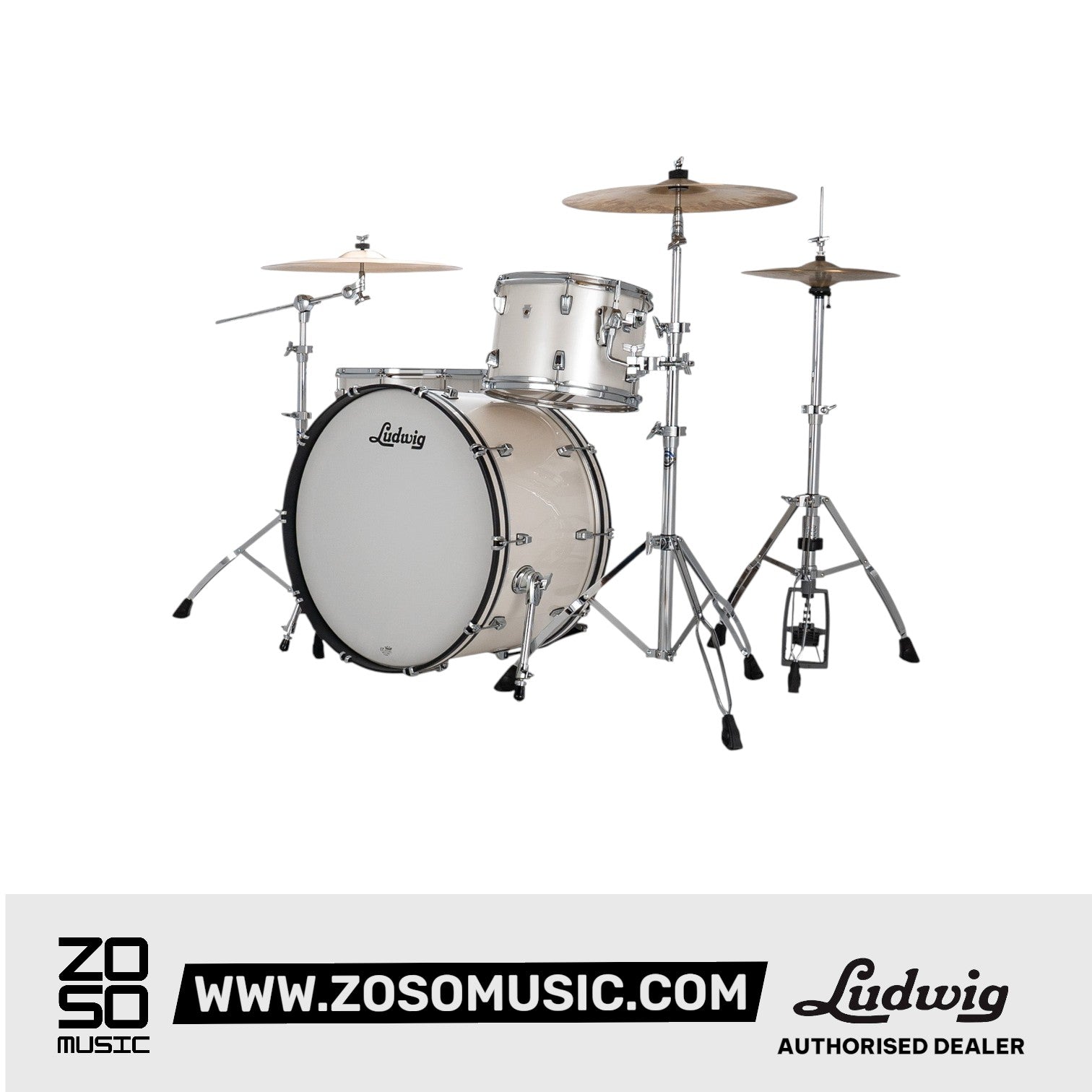 Ludwig LN34433TXAG Neusonic 3-Piece Pro Beat Shell Pack (24B/16F/13T), Silver Silk |  LUDWIG |  DRUM-ACOUSTIC |  Zoso Music