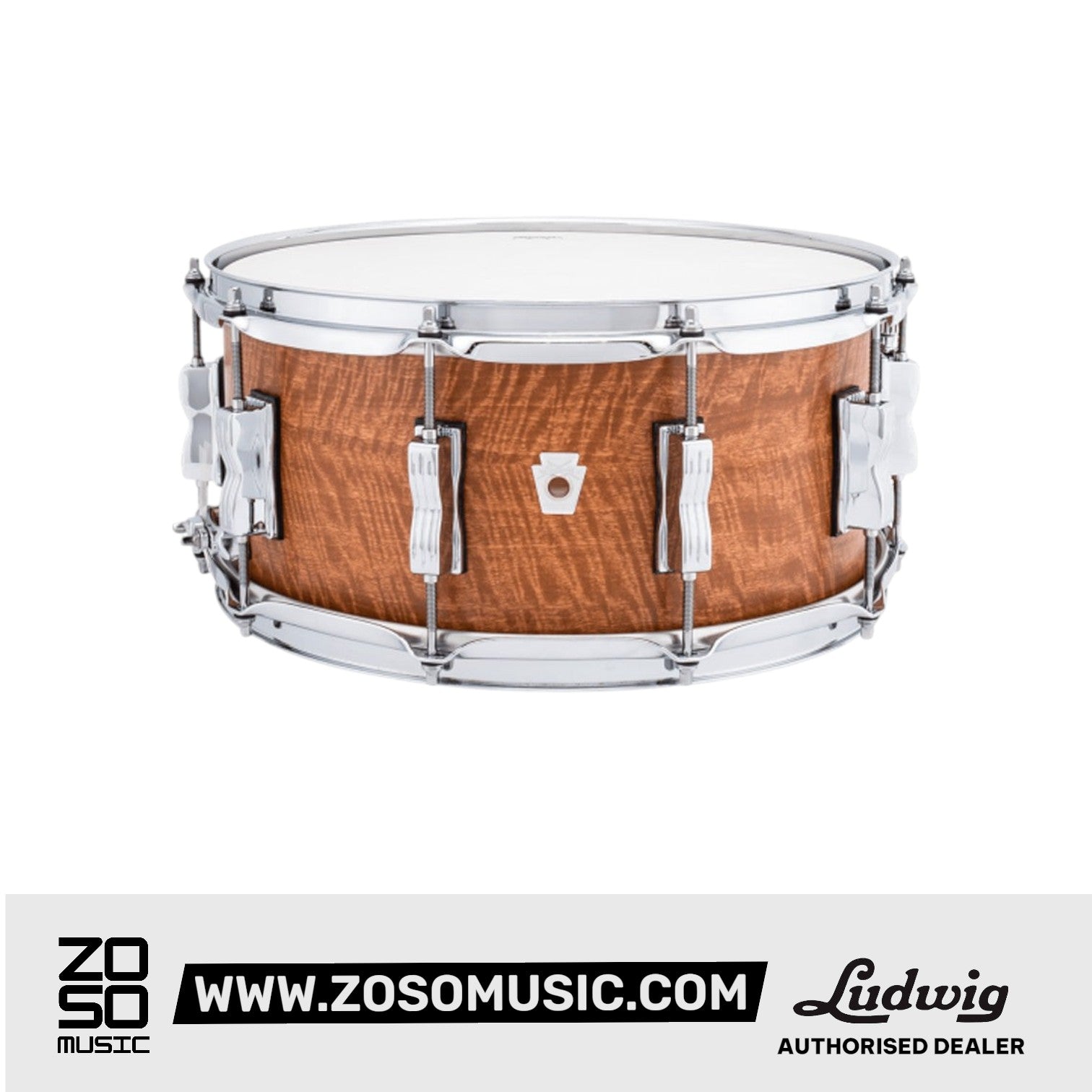 Ludwig LS264XXB3 6.5x14inch Neusonic Snare Drum, Satin Wood |  LUDWIG |  DRUM-SNARE DRUM |  Zoso Music