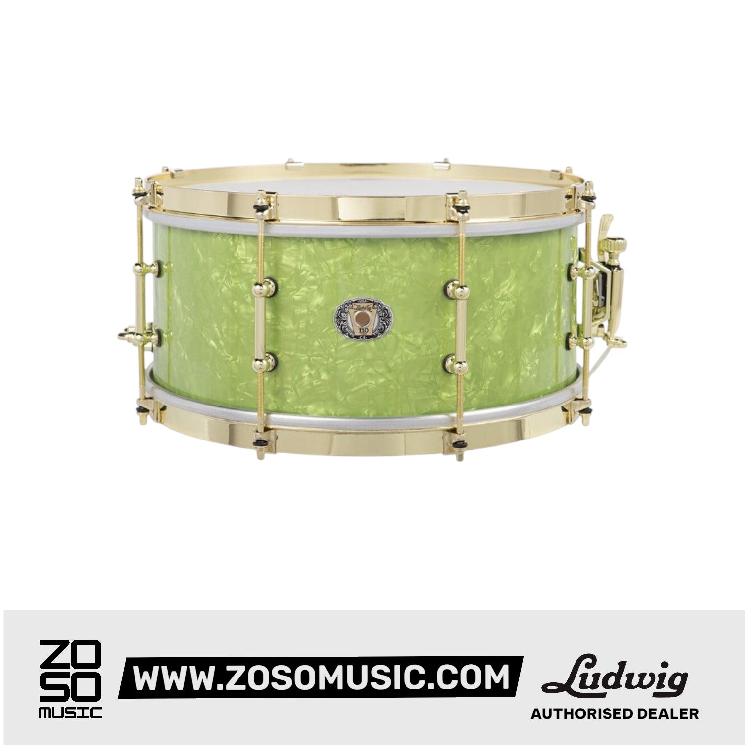 Ludwig LS403TXEPB 6.5x14inch Classic Maple Vintage Snare Drum, Emerald Pearl |  LUDWIG |  DRUM-SNARE DRUM |  Zoso Music