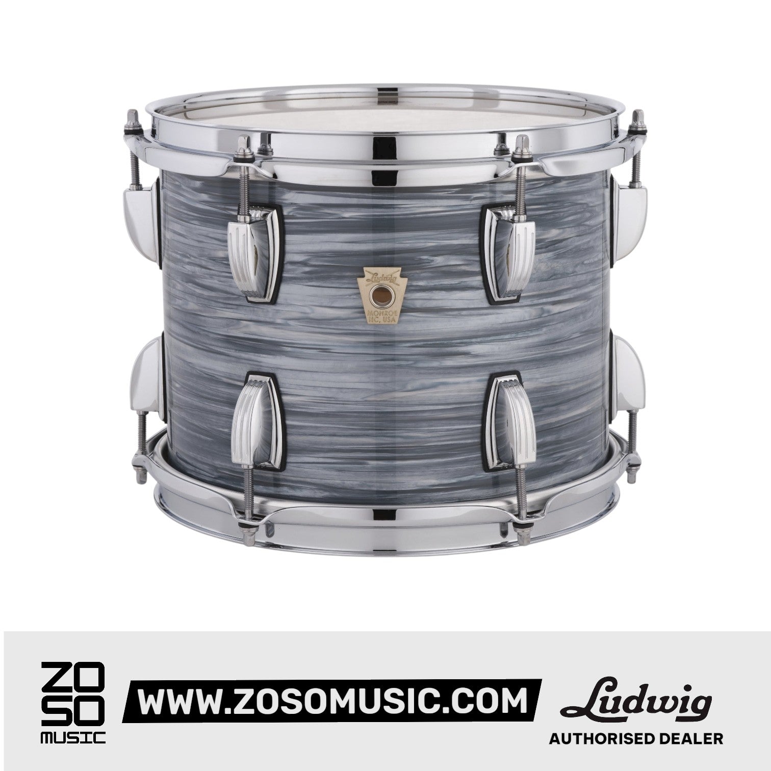 Ludwig LS555XX2Q-CSTM 3.5x13inch Classic Maple Custom Snare Drum, Vintage Blue Oyster |  LUDWIG |  DRUM-SNARE DRUM |  Zoso Music
