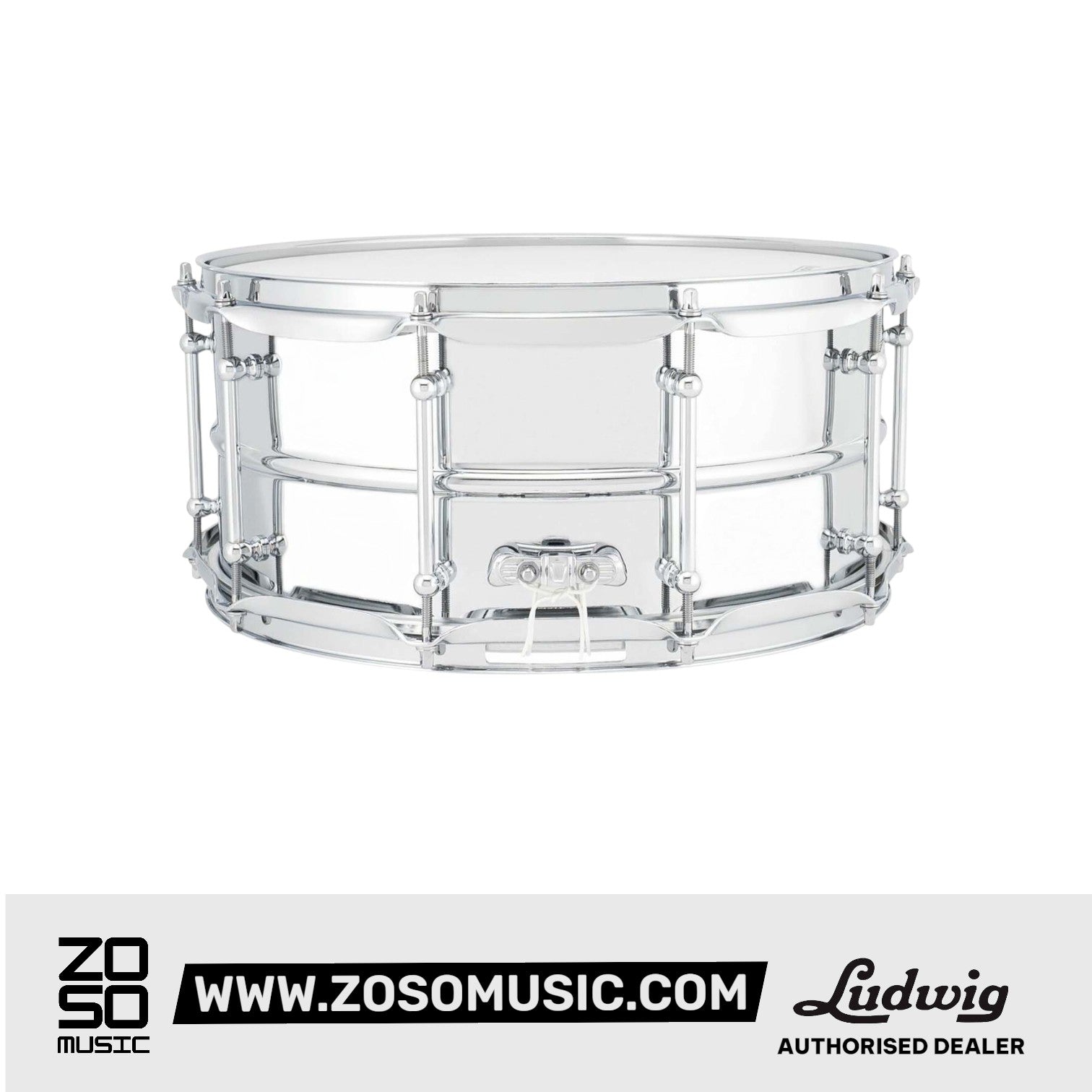 Ludwig LU5514SL 5.5x14inch Supralite Polished Steel Snare Drum |  LUDWIG |  DRUM-SNARE DRUM |  Zoso Music