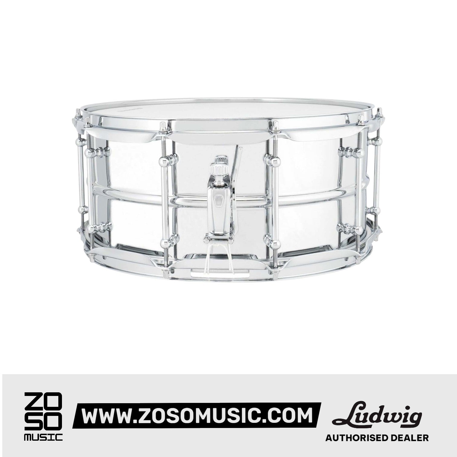 Ludwig LU5514SL 5.5x14inch Supralite Polished Steel Snare Drum |  LUDWIG |  DRUM-SNARE DRUM |  Zoso Music