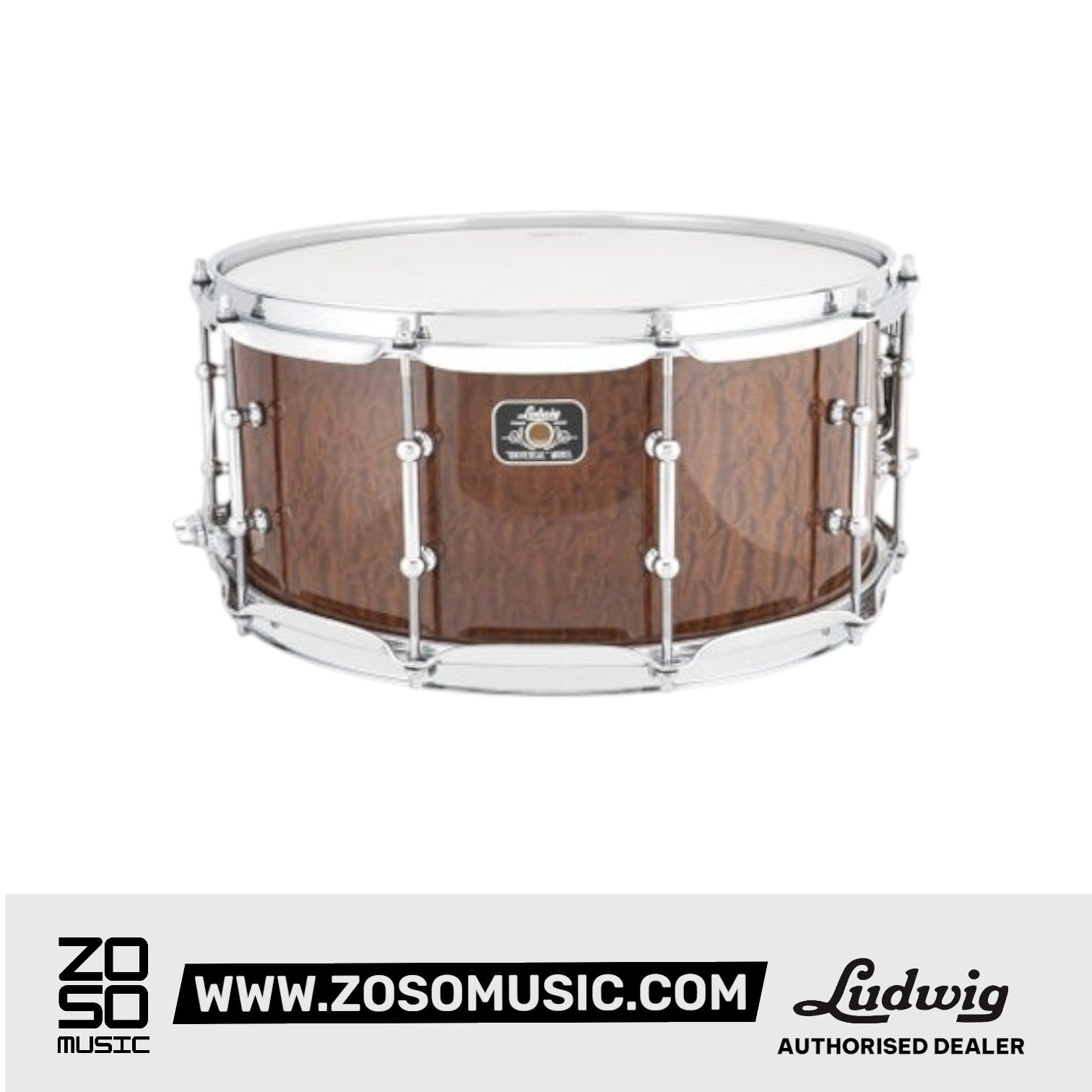Ludwig LU6514BE 6.5x14inch Universal Wood Snare Drum, Beech/Sapele |  LUDWIG |  DRUM-SNARE DRUM |  Zoso Music