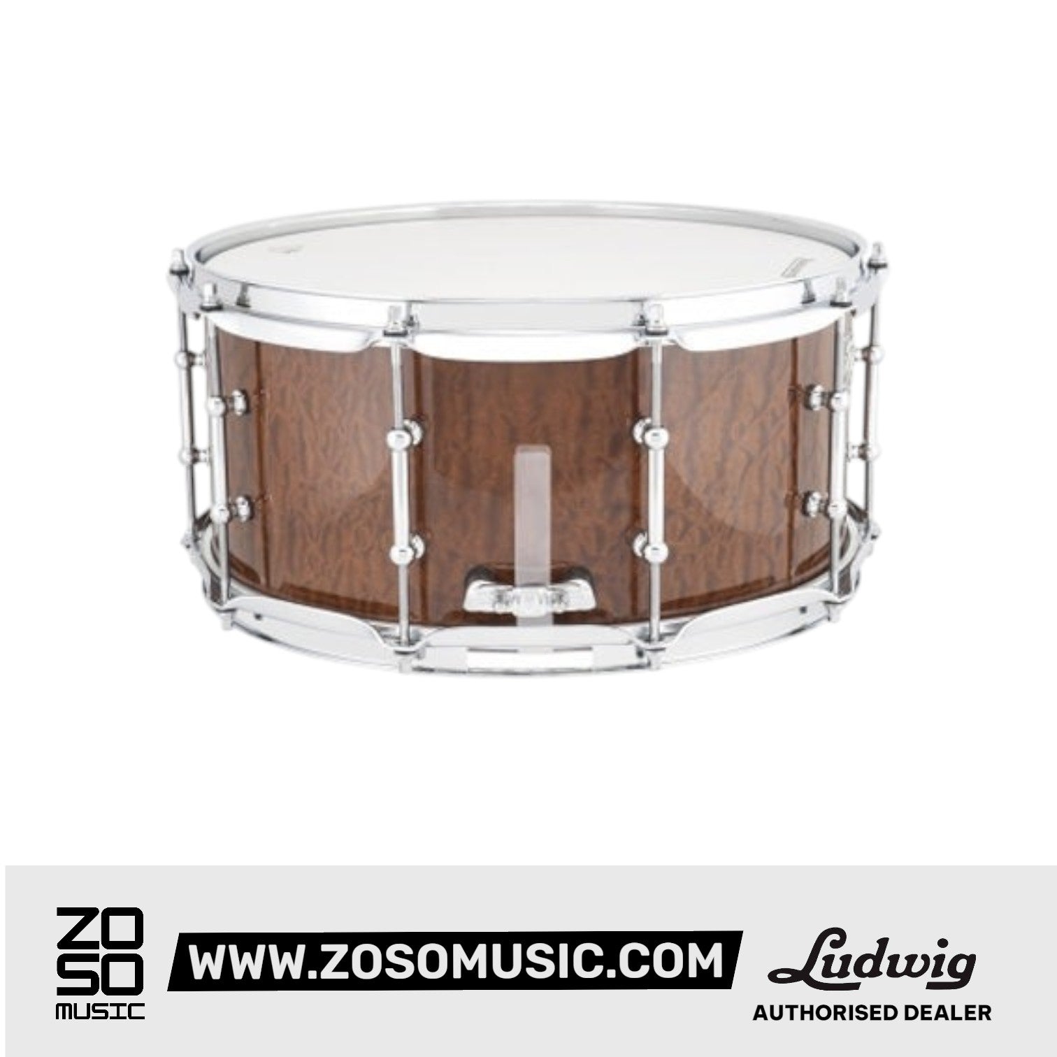 Ludwig LU6514BE 6.5x14inch Universal Wood Snare Drum, Beech/Sapele |  LUDWIG |  DRUM-SNARE DRUM |  Zoso Music