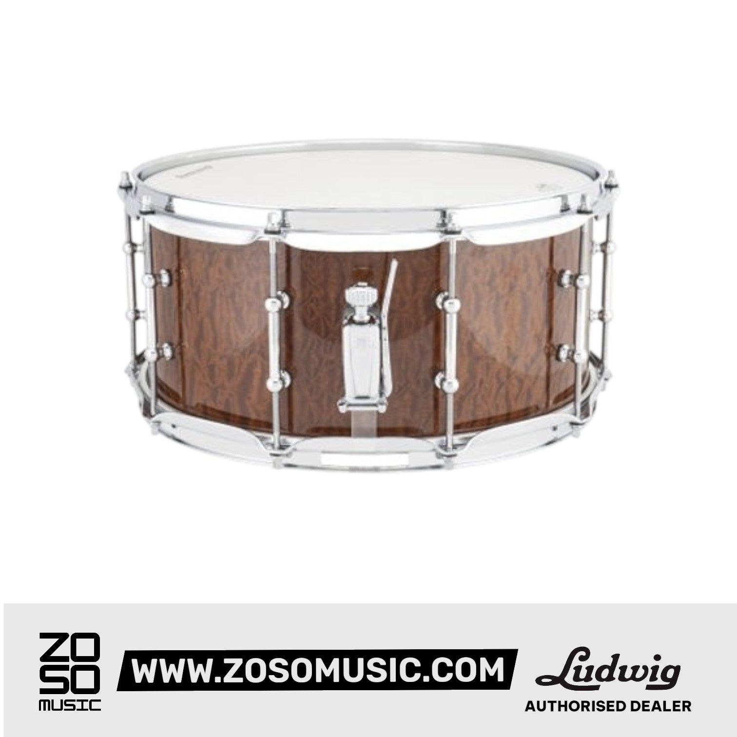 Ludwig LU6514BE 6.5x14inch Universal Wood Snare Drum, Beech/Sapele |  LUDWIG |  DRUM-SNARE DRUM |  Zoso Music