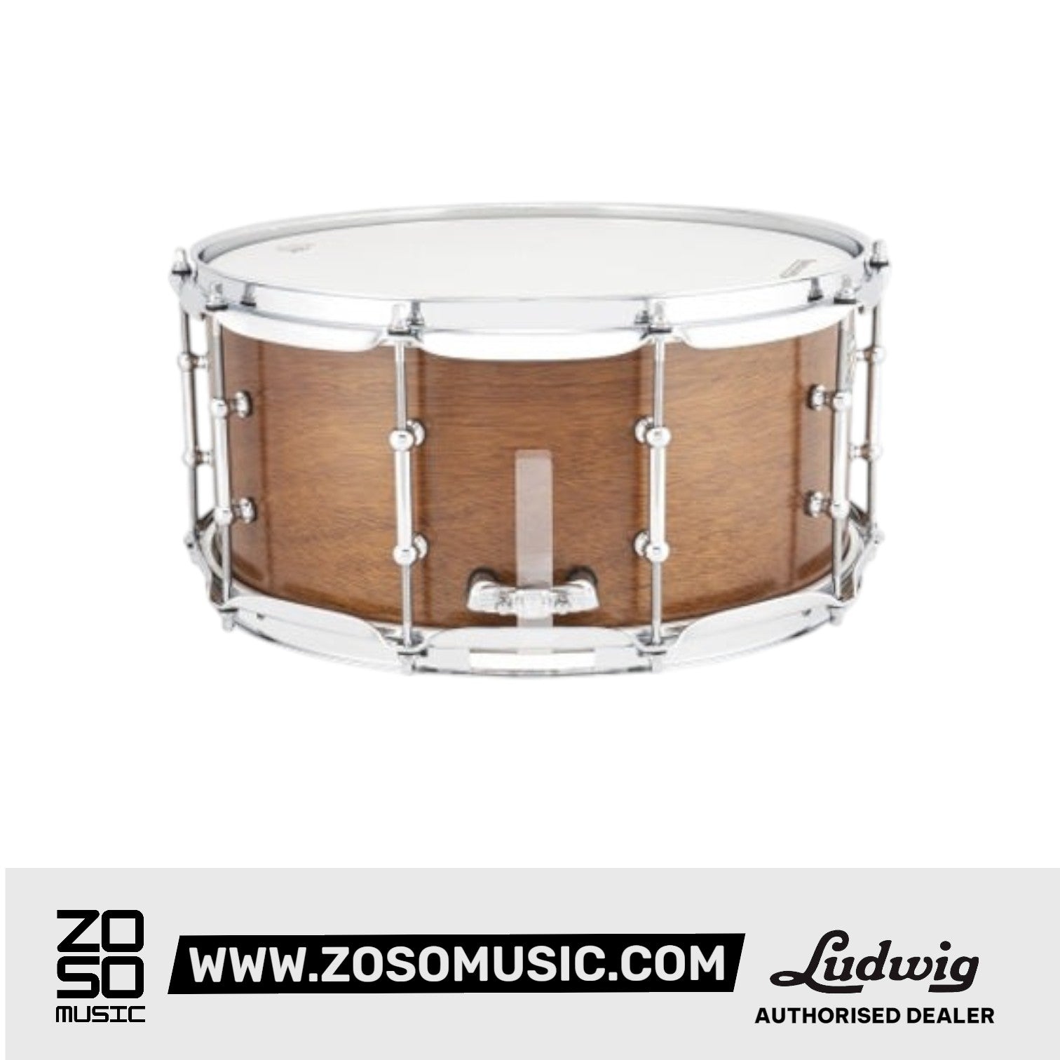 Ludwig LU6514MA 6.5x14inch Universal Wood Snare Drum, Mahogany |  LUDWIG |  DRUM-SNARE DRUM |  Zoso Music