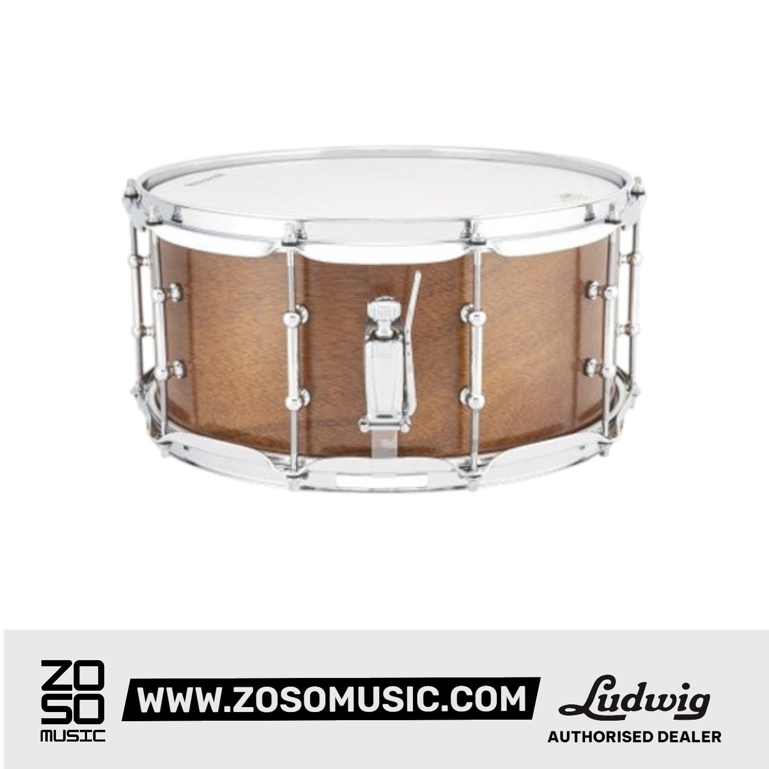 Ludwig LU6514MA 6.5x14inch Universal Wood Snare Drum, Mahogany |  LUDWIG |  DRUM-SNARE DRUM |  Zoso Music