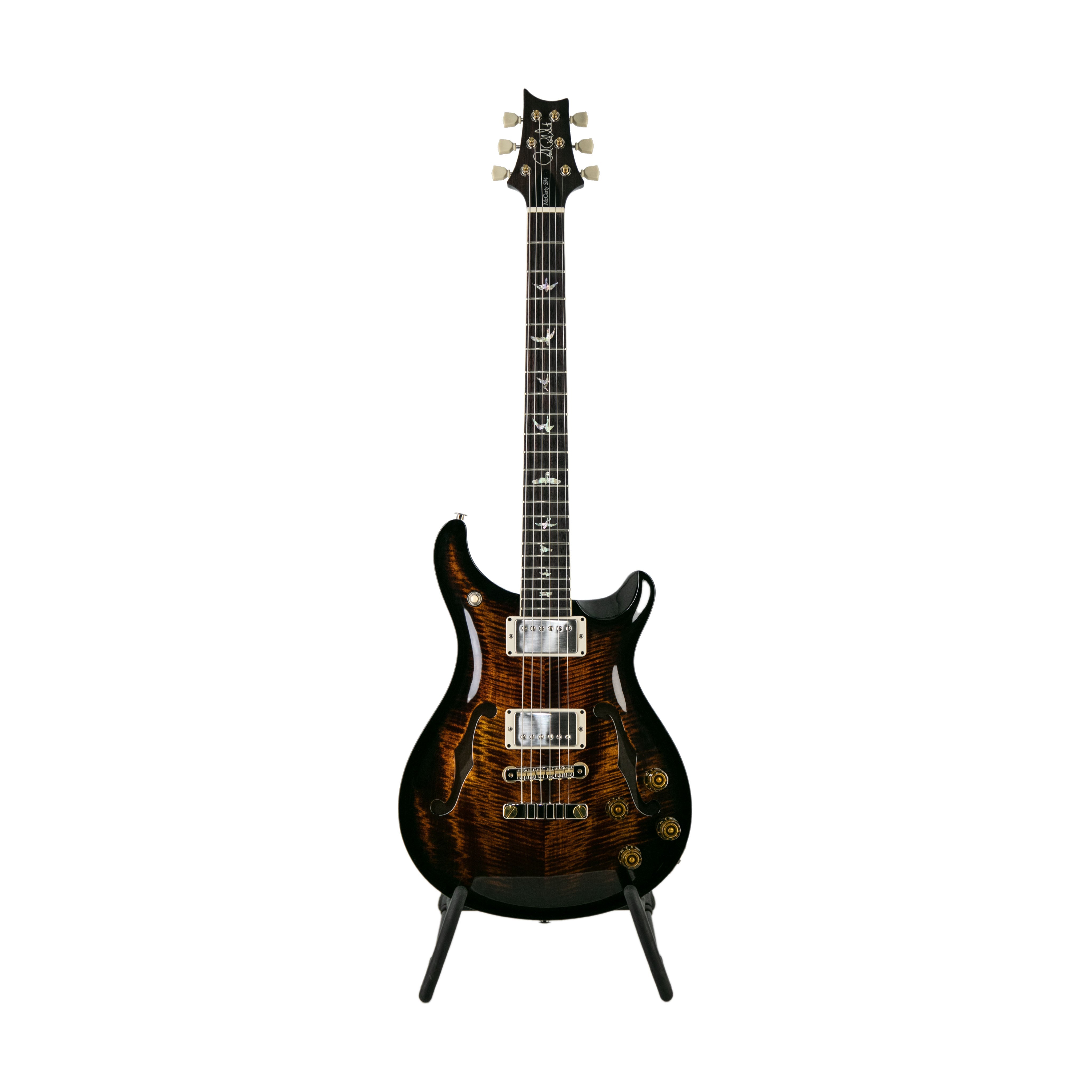 PRS McCarty Hollowbody 594 Electric Guitar w/Case, Custom Color, Black Gold Smokewrap Burst - Zoso Music