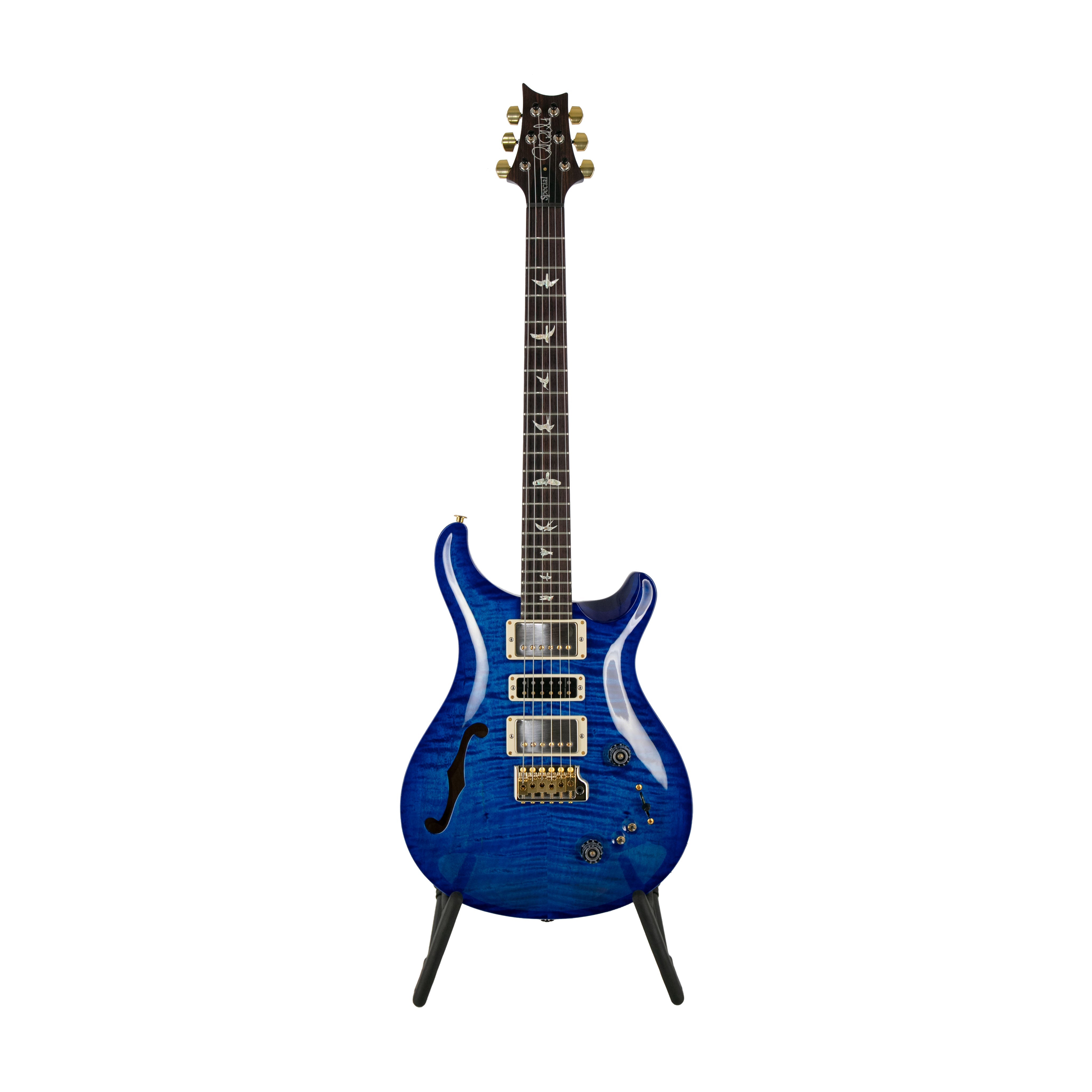 PRS Special Semi-Hollow 10-Top Electric Guitar, Custom Color, Blue Matteo Wrap - Zoso Music