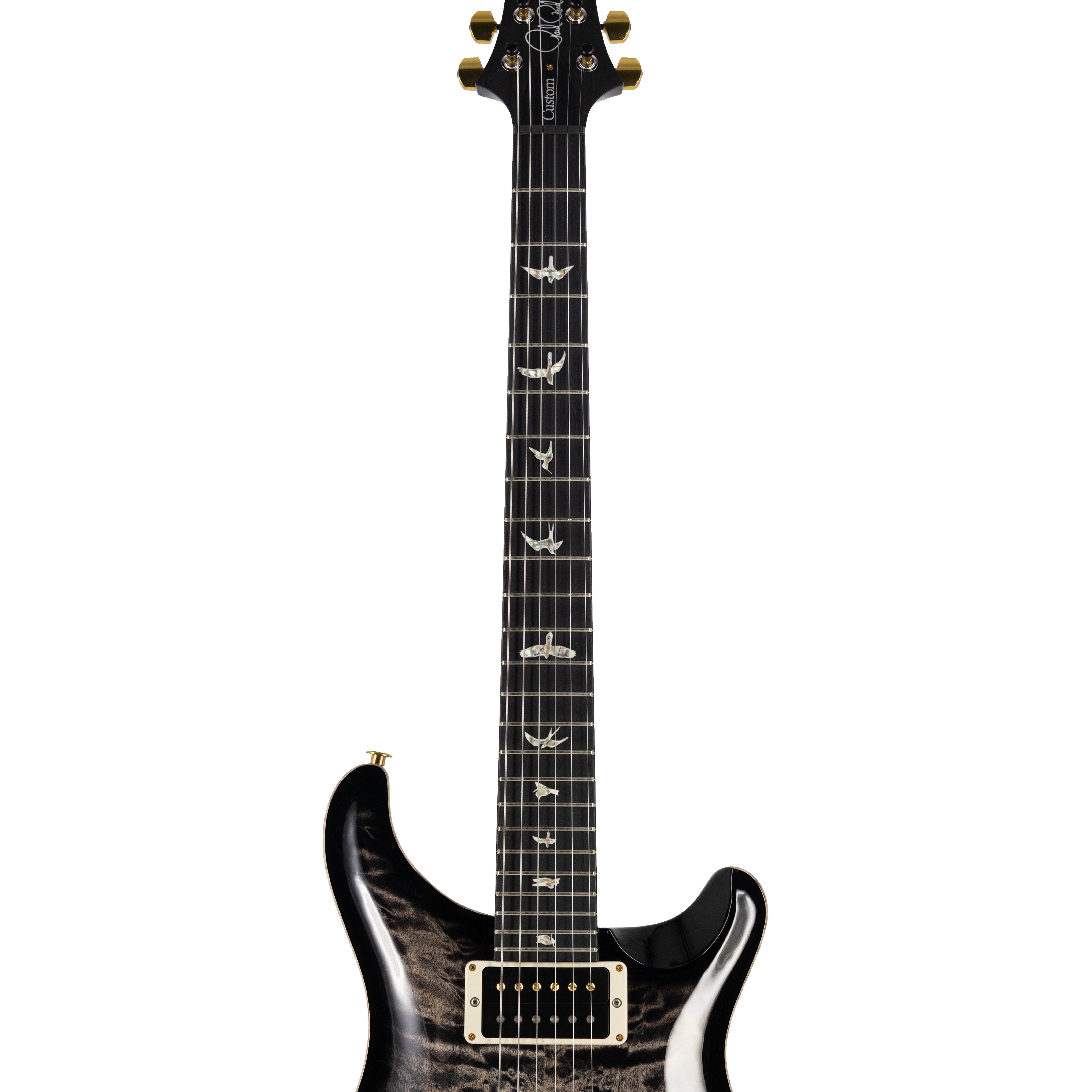 PRS Custom 24 Quilt 10 Top Electric Guitar w/Stained Maple Neck, Charcoal Burst - Zoso Music