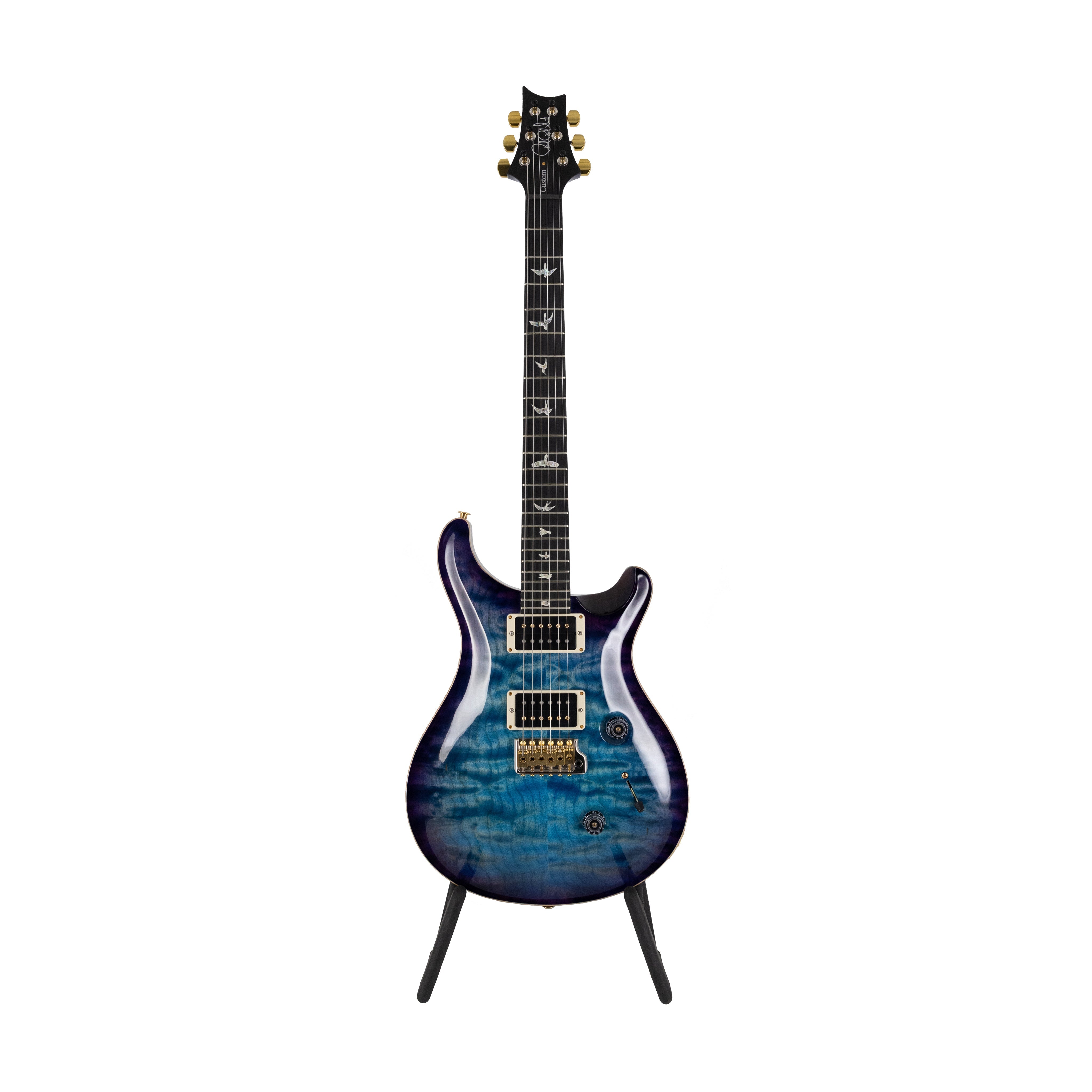 PRS Custom 24 Quilt 10-Top Electric Guitar w/ Pattern Thin Neck, Aquableux Purple Burst - Zoso Music