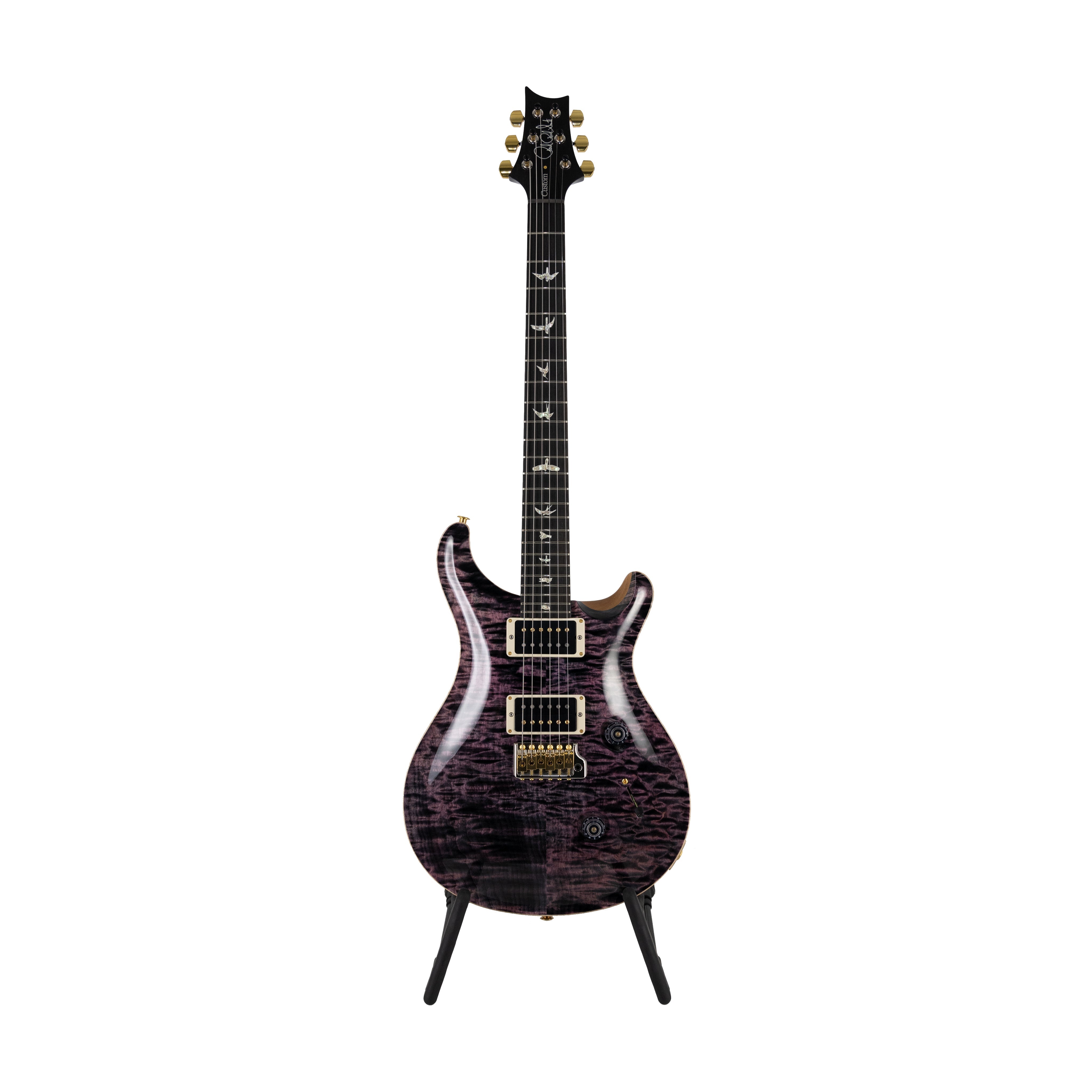 PRS Custom 24 Quilt 10-Top Electric Guitar w/ Pattern Thin Neck, Purple Iris - Zoso Music