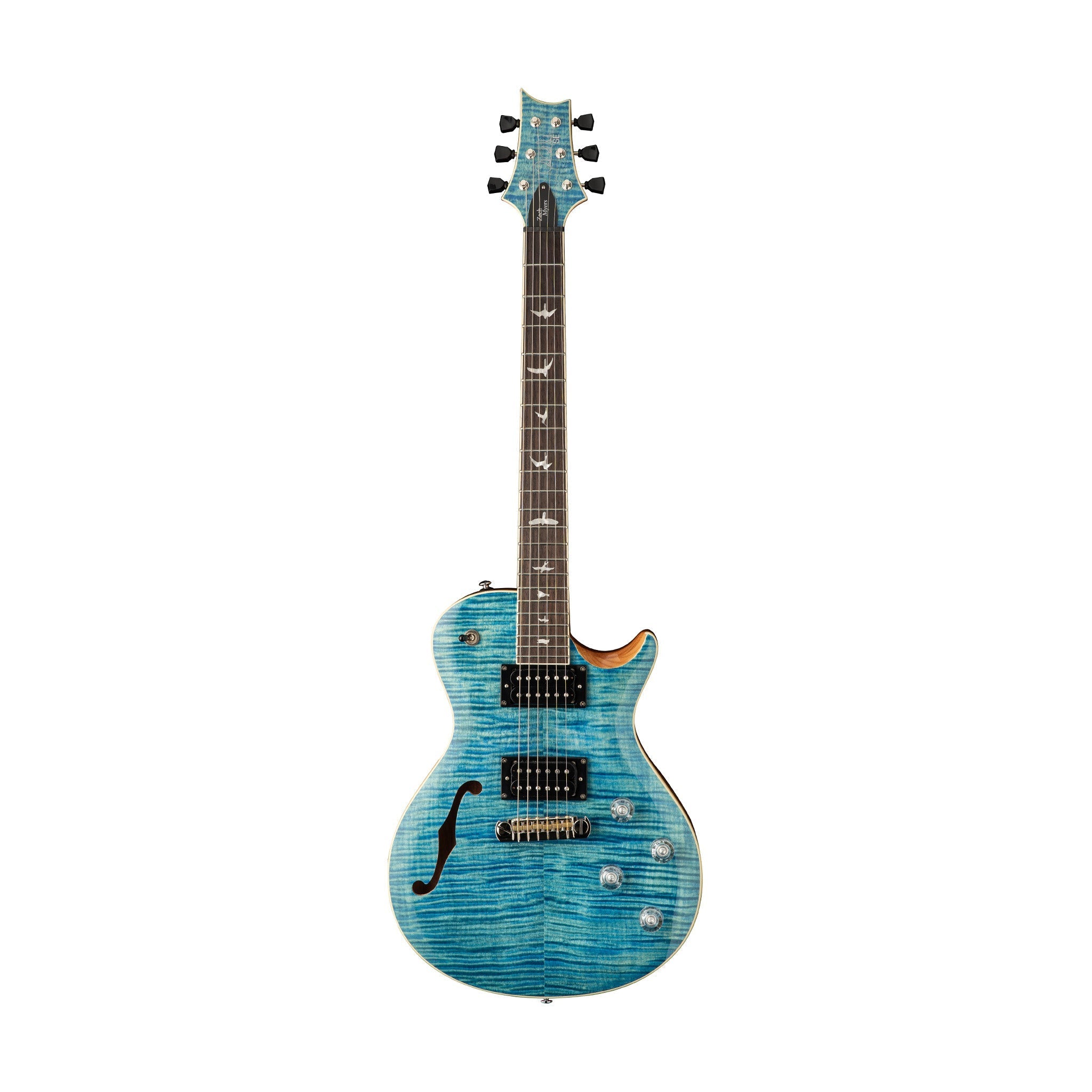 PRS SE Zach Myers 594 Left-Handed Semi Hollow-Body Electric Guitar, Myers Blue |  PRS |  ELECTRIC GUITAR |  Zoso Music