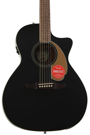 Fender Newporter Player Medium-Sized Acoustic Guitar, Jetty Black |  FENDER |  ACOUSTIC GUITAR |  Zoso Music