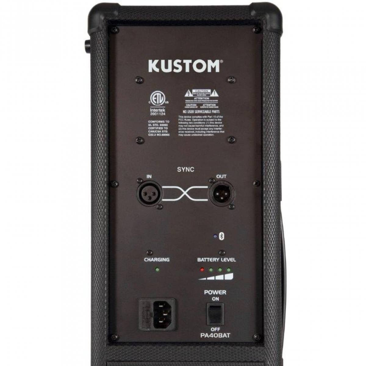 Kustom PA40BATBT Battery-powered Pa Speaker With Bluetooth, 40 Watt, 2 X 4.5Inch Speakers | Rechargable Battery