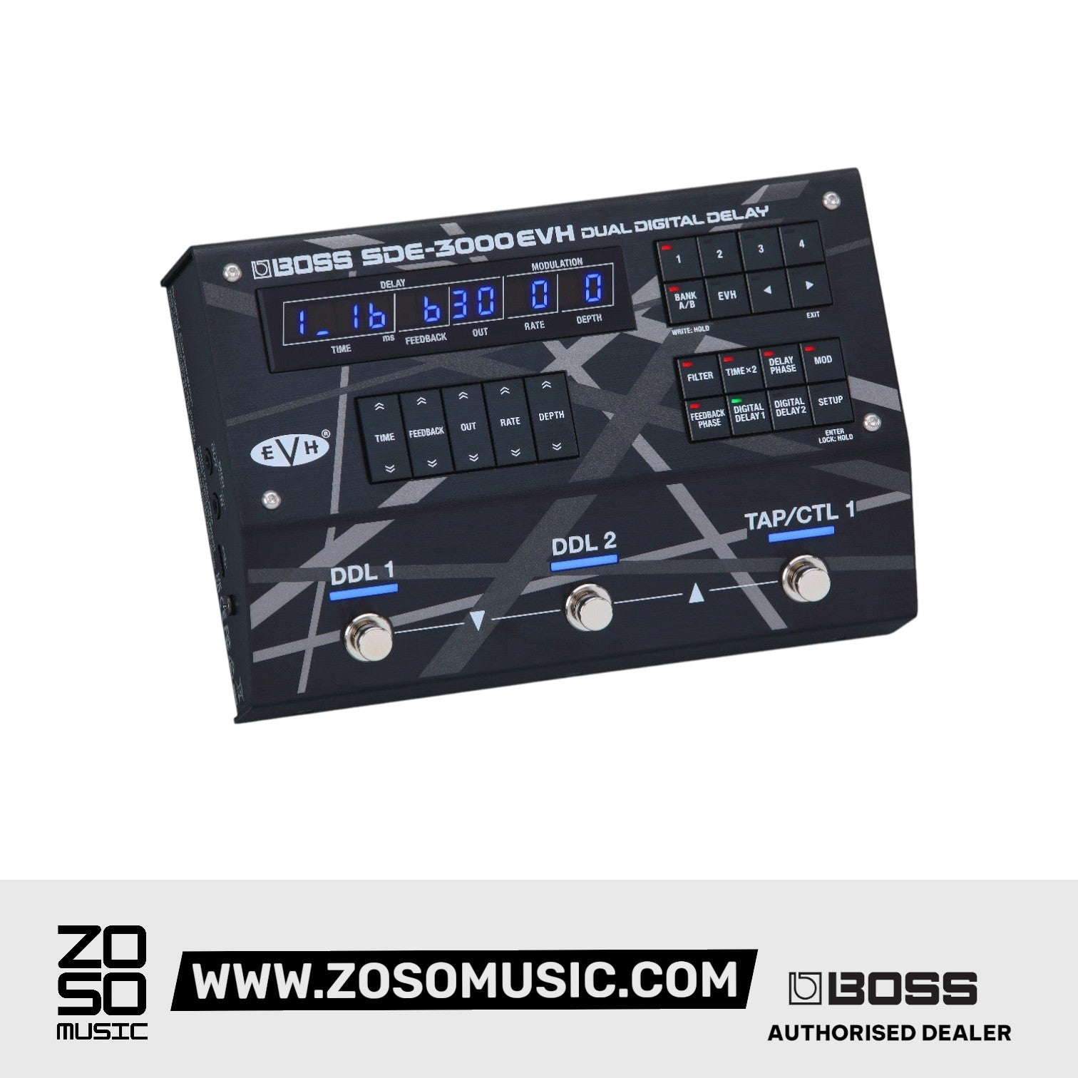Boss SDE-3000EVH Dual Digital Delay Pedal |  BOSS |  EFFECTS |  Zoso Music