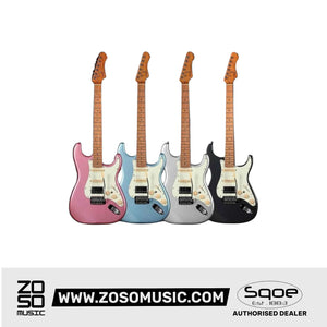 SQOE SEST600, METALLIC Stratocaster Body HSS Electric Guitar, Roasted Maple FB | Zoso Music Sdn Bhd