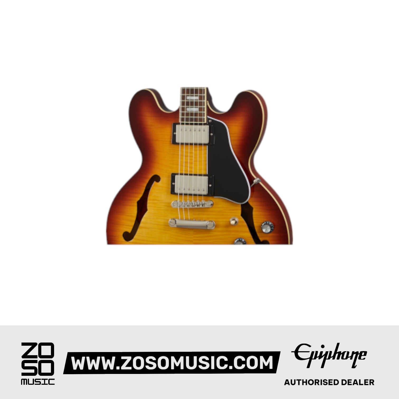 Epiphone EIES335FRTBNH1 ES-335 Figured Semi Hollowbody Electric Guitar - Raspberry Tea Burst |  EPIPHONE |  ELECTRIC GUITAR |  Zoso Music