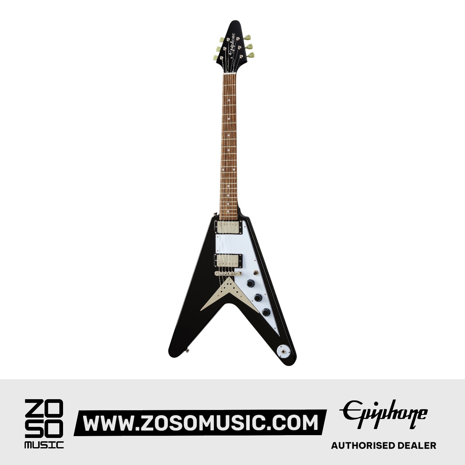 Epiphone EIFVEBNH1 Flying V Electric Guitar - Ebony |  EPIPHONE |  ELECTRIC GUITAR |  Zoso Music