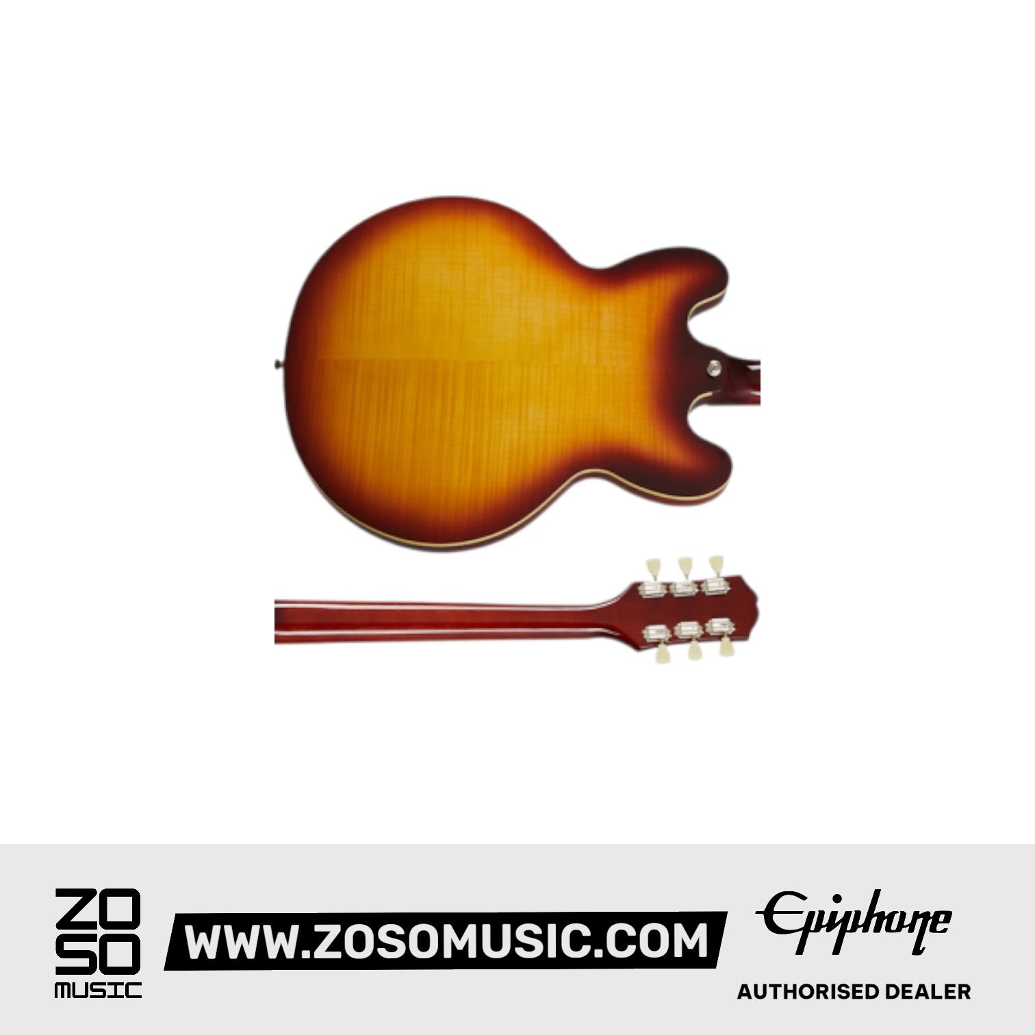 Epiphone EIES335FRTBNH1 ES-335 Figured Semi Hollowbody Electric Guitar - Raspberry Tea Burst |  EPIPHONE |  ELECTRIC GUITAR |  Zoso Music