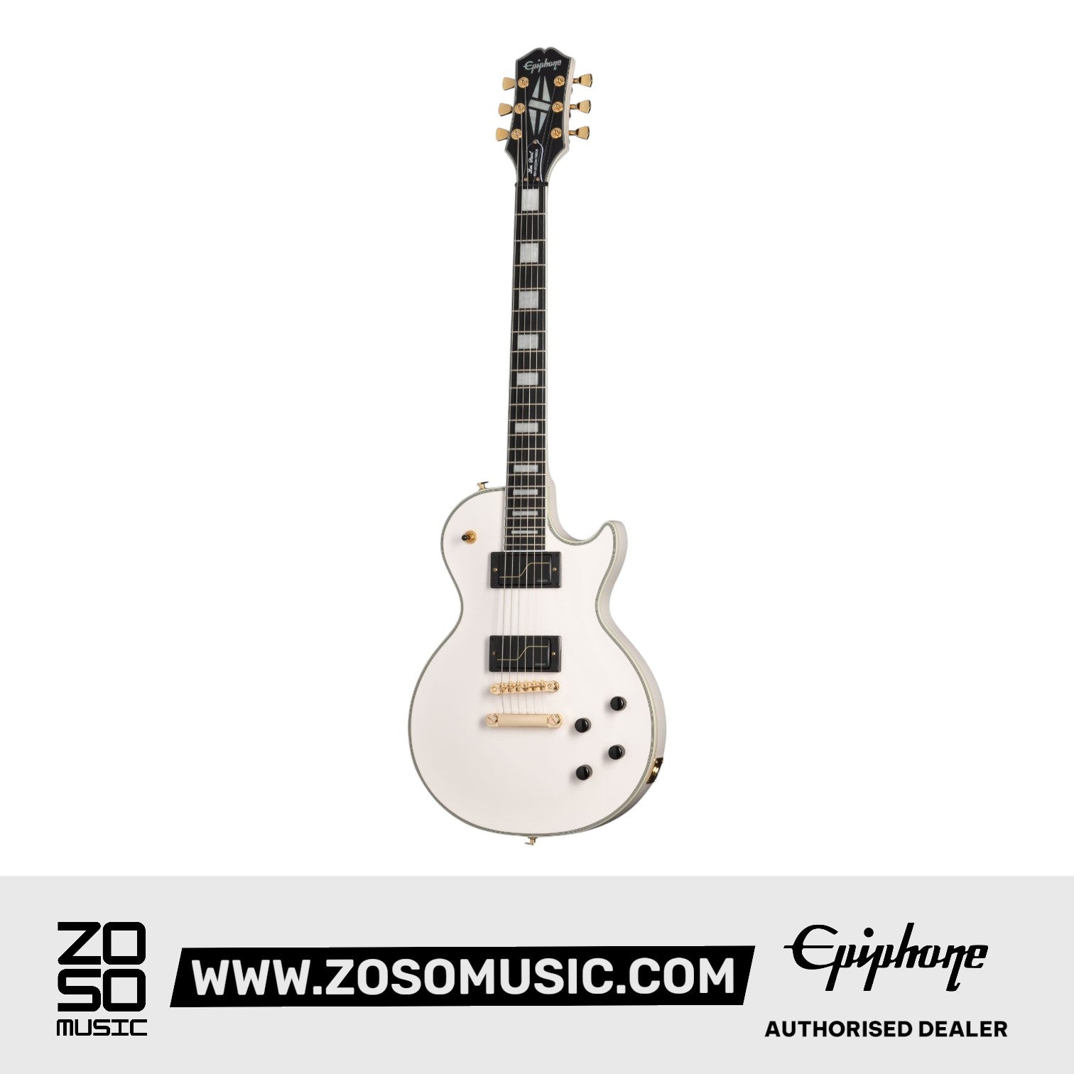 Epiphone EILPCMKH6BWGH3 Matt Heafy Les Paul Custom Origins (Incl. Hard Case) Bone White |  EPIPHONE |  ELECTRIC GUITAR |  Zoso Music