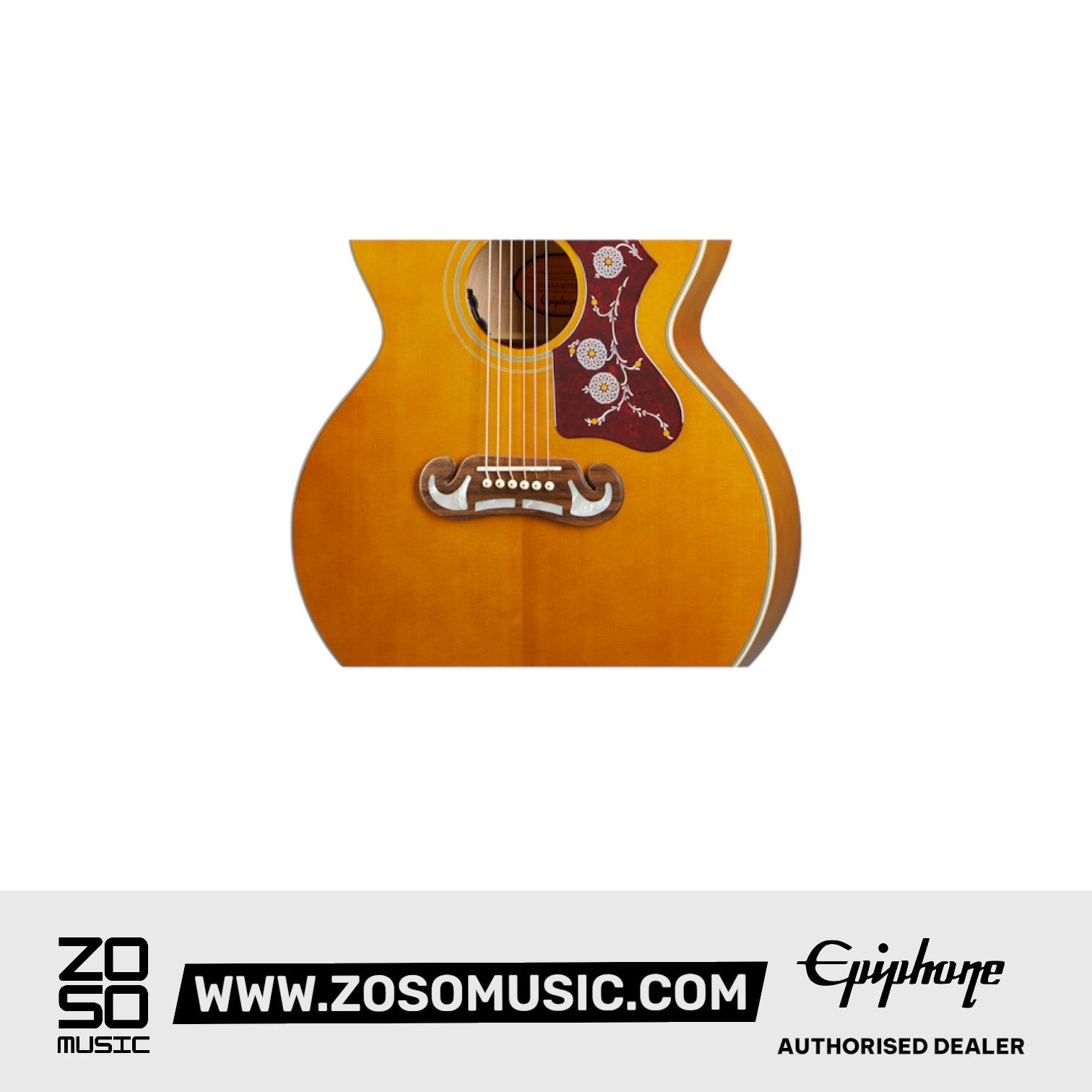 Epiphone IGMTJ200ANAGH1 J-200 Acoustic Guitar (All Solid Wood; Fishman Sonitone) Aged Natural Antique Gloss |  EPIPHONE |  ACOUSTIC GUITAR |  Zoso Music