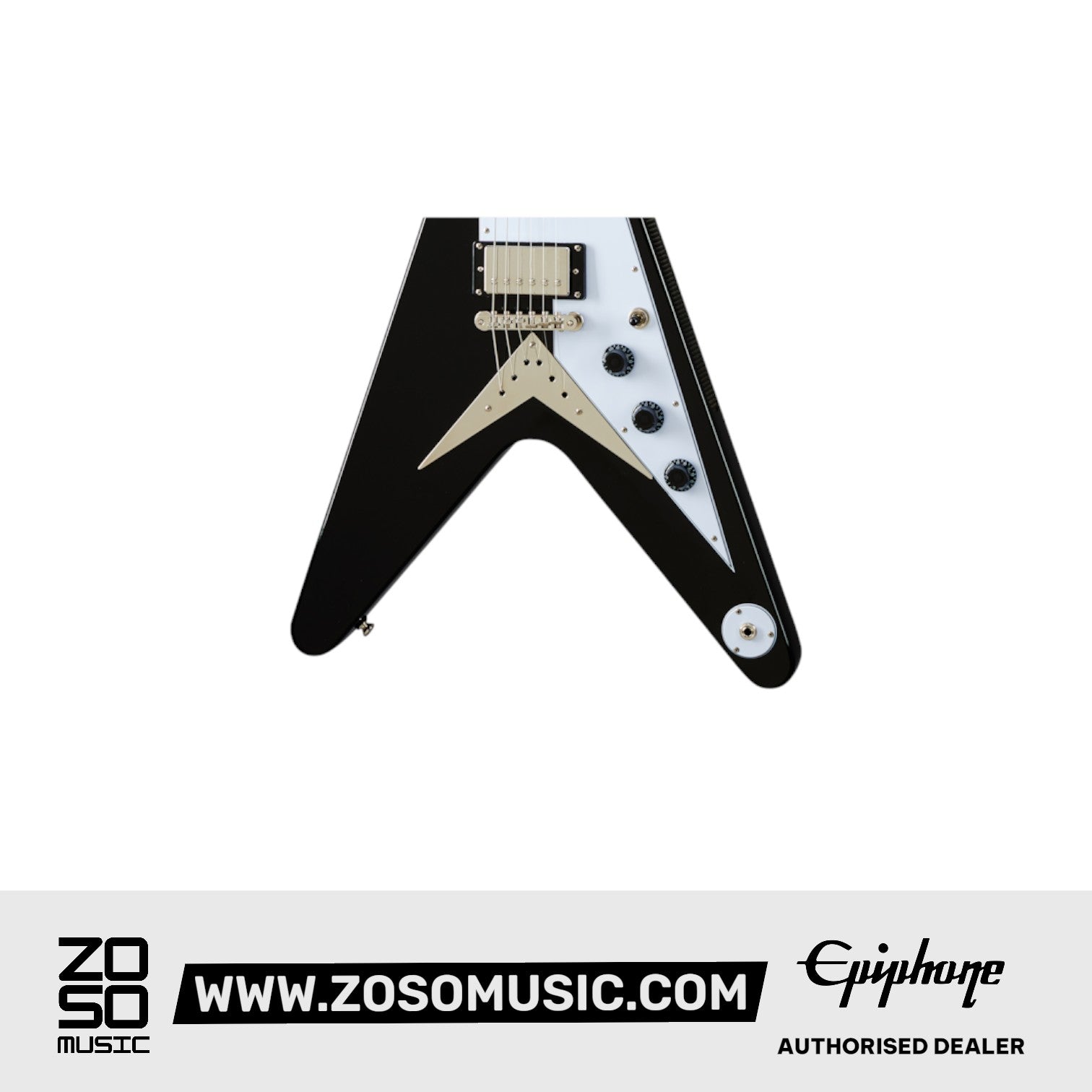 Epiphone EIFVEBNH1 Flying V Electric Guitar - Ebony |  EPIPHONE |  ELECTRIC GUITAR |  Zoso Music