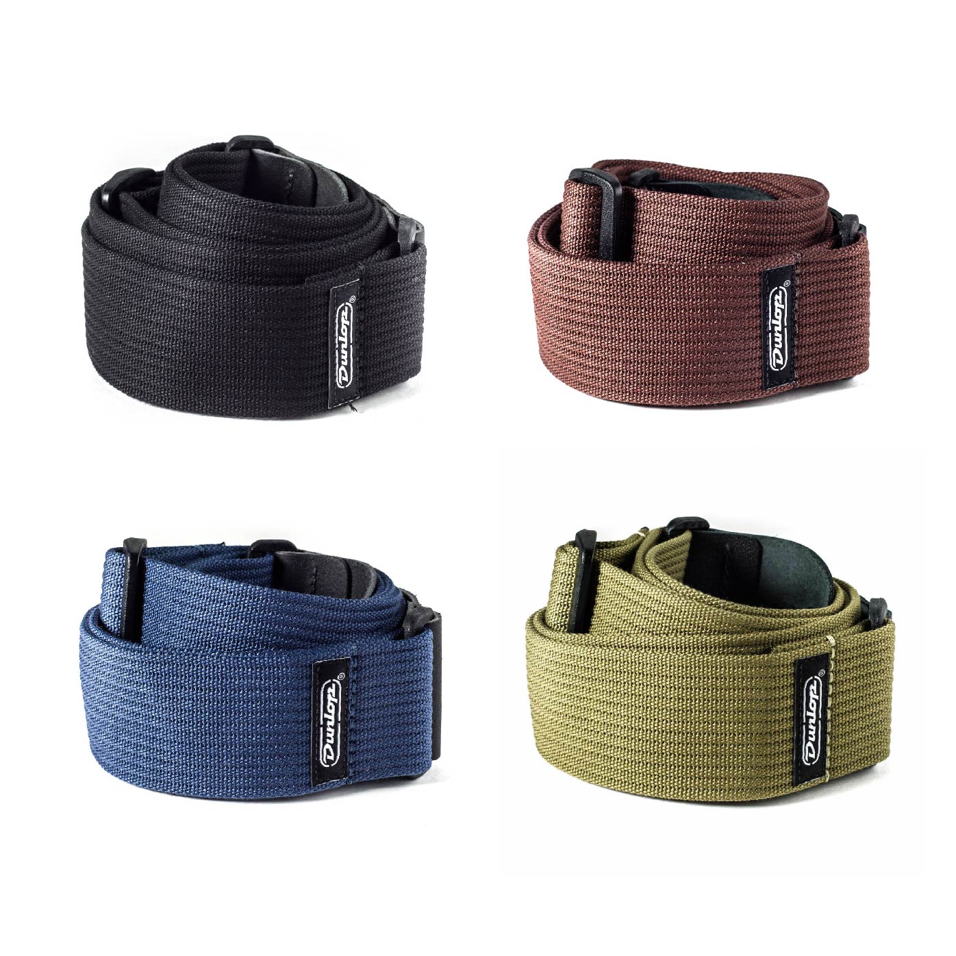 Jim Dunlop D2701 Ribbed Cotton Guitar Strap (Black / Brown / Navy / Olive) (Length: 37inch - 65inch) (Width : 2.4inch)