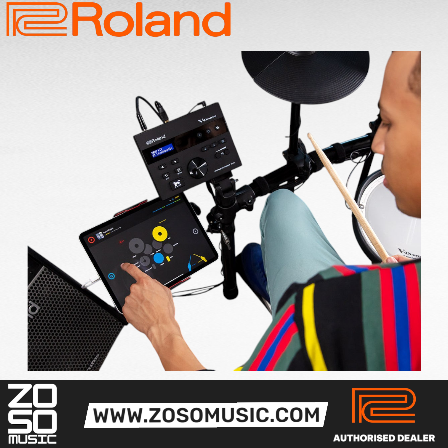 Roland V-Drums TD-07KV Electronic Drum Set, Kick Pedal, Throne and Drumsticks (TD07KV / TD 07KV) |  ROLAND |  DRUM-ELECTRONIC |  Zoso Music