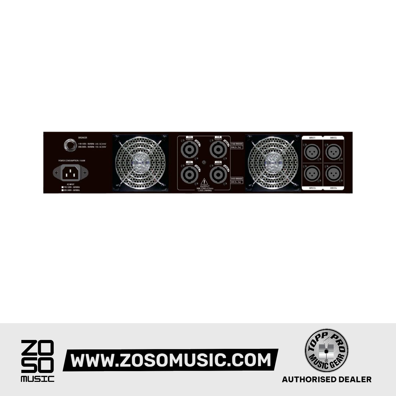 Topp Pro TD1000.4 DSP 2 x 500W / 1000W 8 Ohm / 4 Ohm Power Amplifier |  TOPP PRO |  MIXER-ANALOG |  Zoso Music