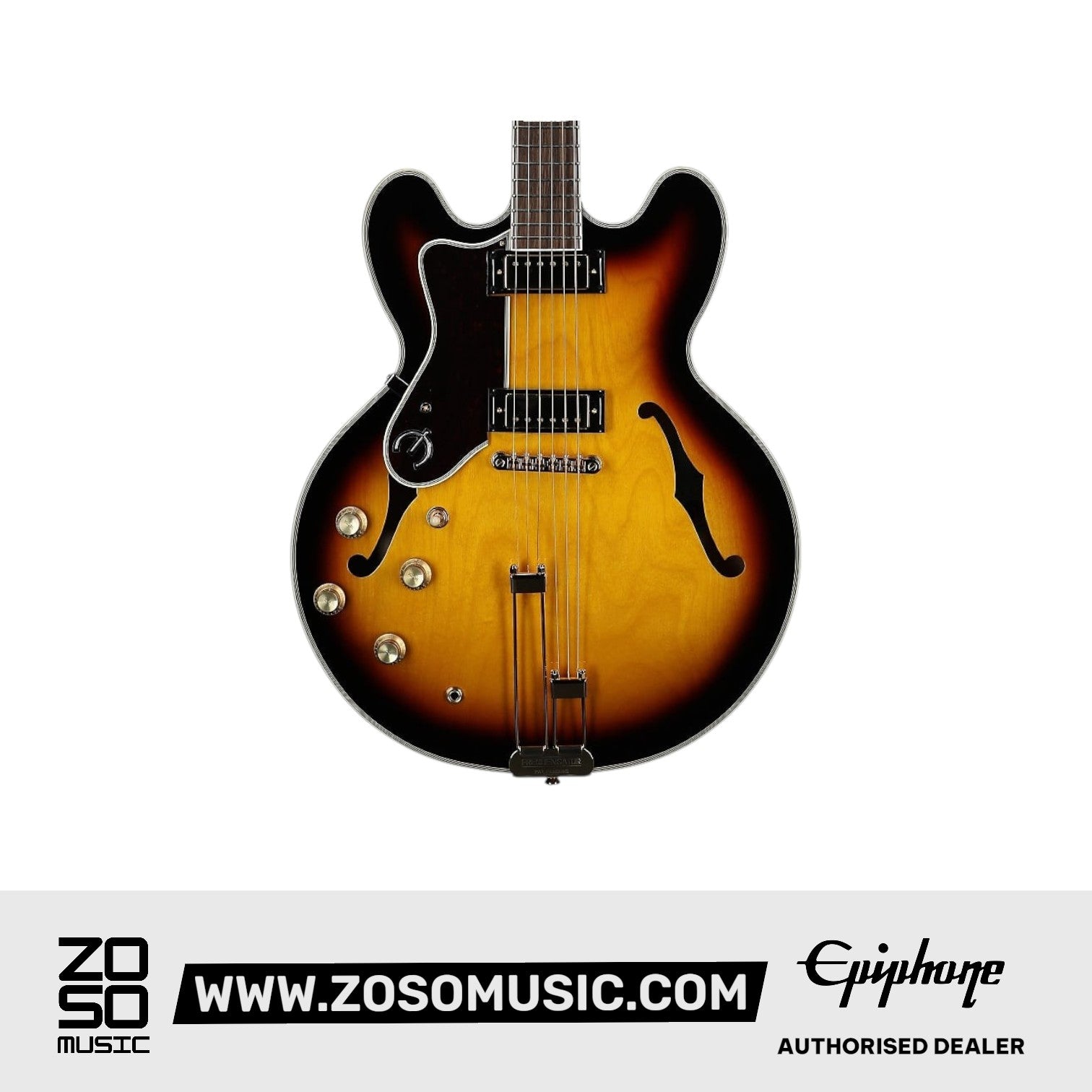 Epiphone Sheraton Frequensator Semi-hollowbody Left-handed Electric Guitar - Vintage Sunburst | Zoso Music Sdn Bhd