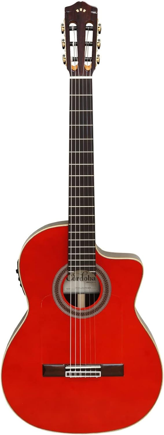 Cordoba GK Studio Negra Classical Guitar - Solid European Spruce Top, Rosewood Back & Sides with Pickup - Wine Red