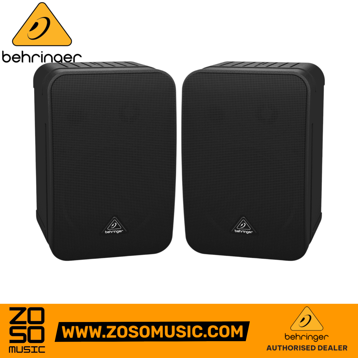 Zoso Music Behringer 1C-BK 100-Watt 2-way black monitor speakers pair with mounting brackets