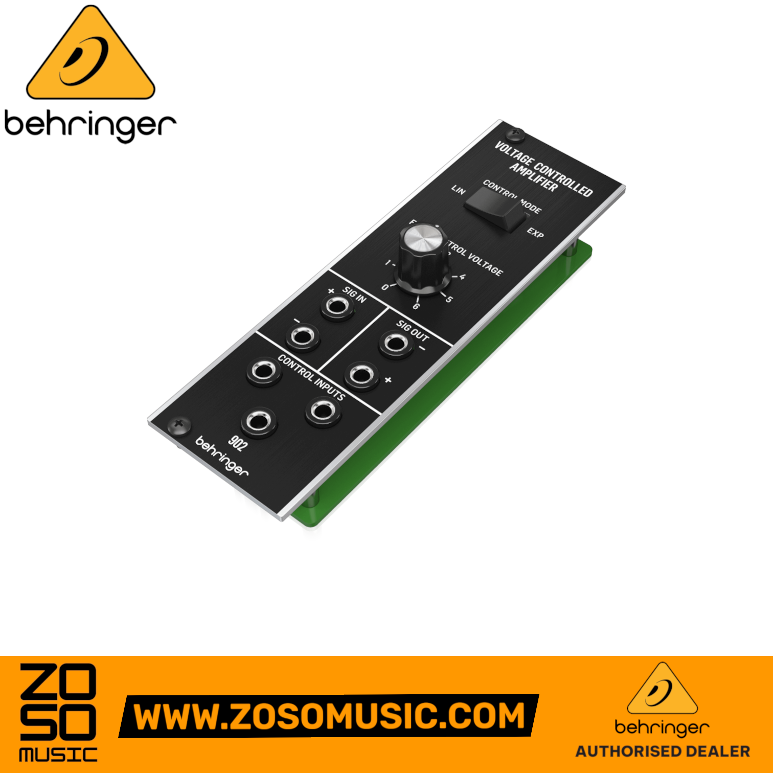 Zoso Music Behringer 902 Voltage Controlled Amplifier Eurorack module with linear and logarithmic response controls