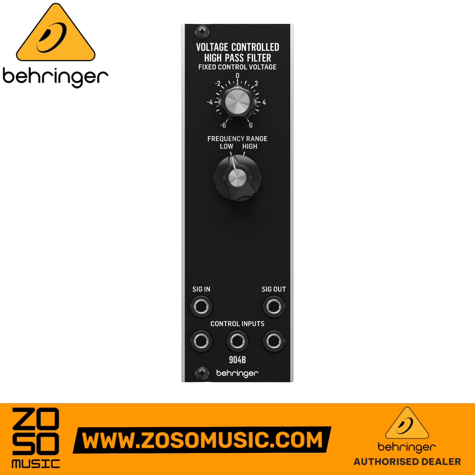 Zoso Music Behringer 904B high pass filter Eurorack module with frequency range switch and control voltage inputs