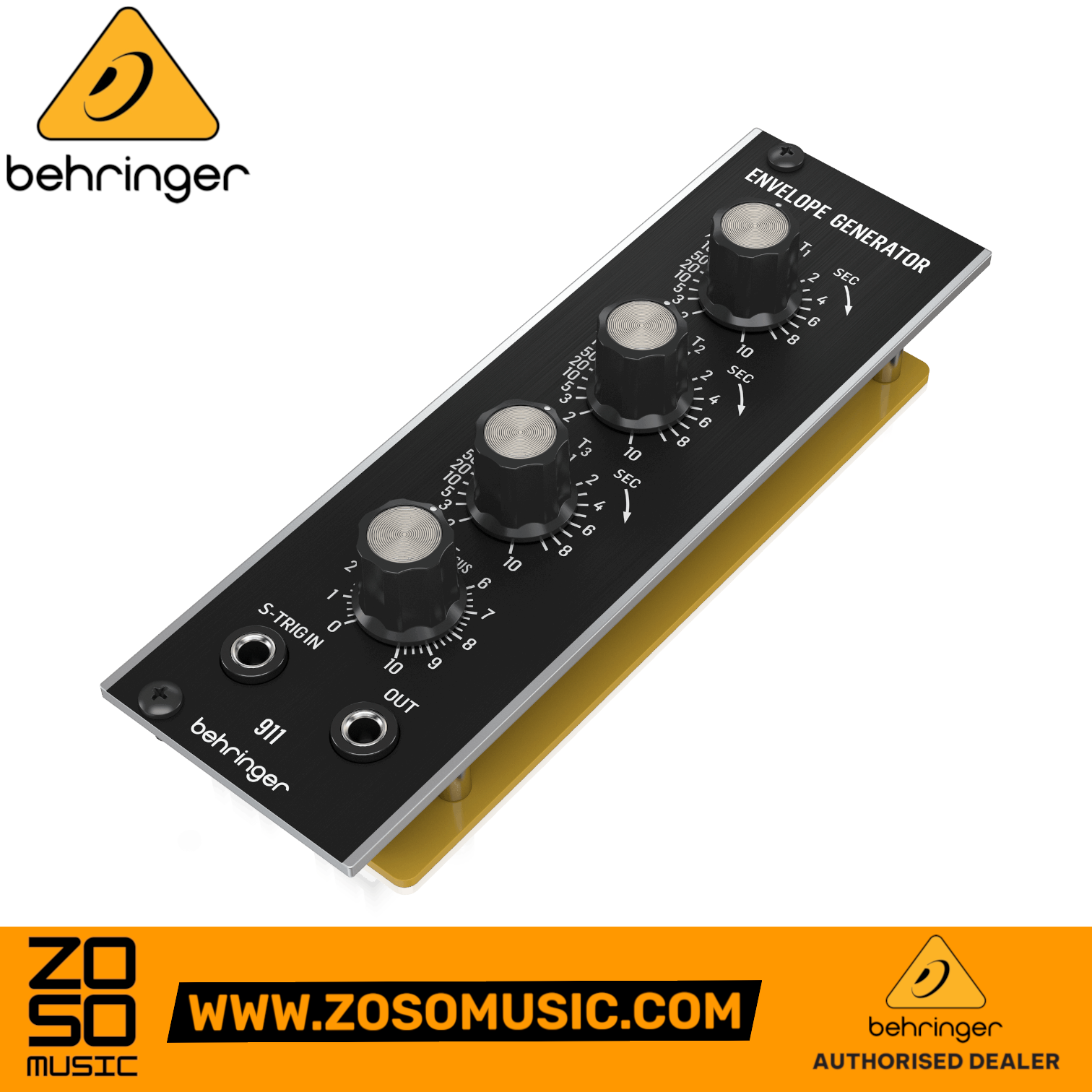Zoso Music Behringer 911 Envelope Generator Eurorack module with four control knobs and black front panel