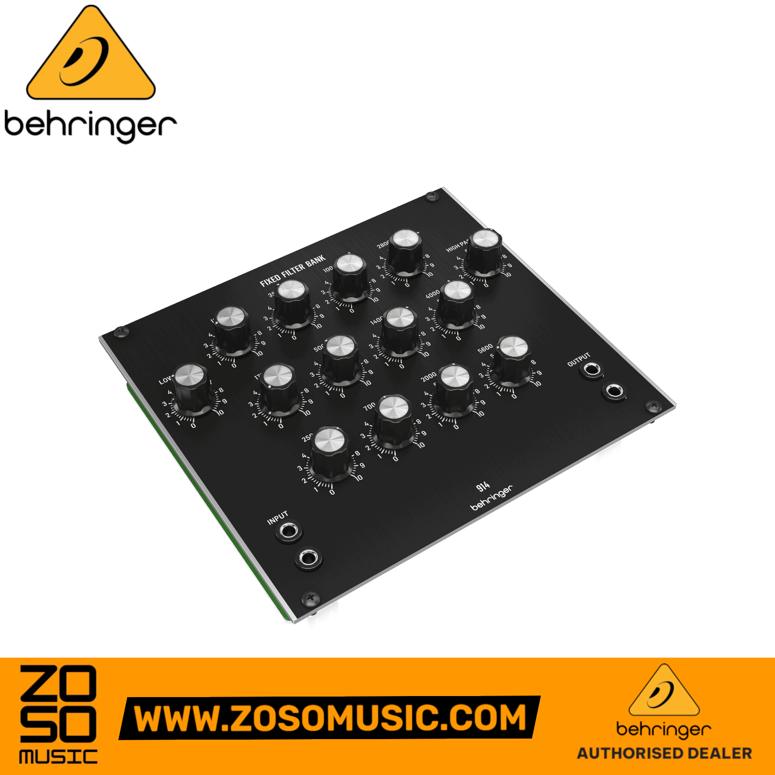 Zoso Music Behringer 914 Fixed Filter Bank Eurorack module with twelve bandpass filters and high and low pass controls
