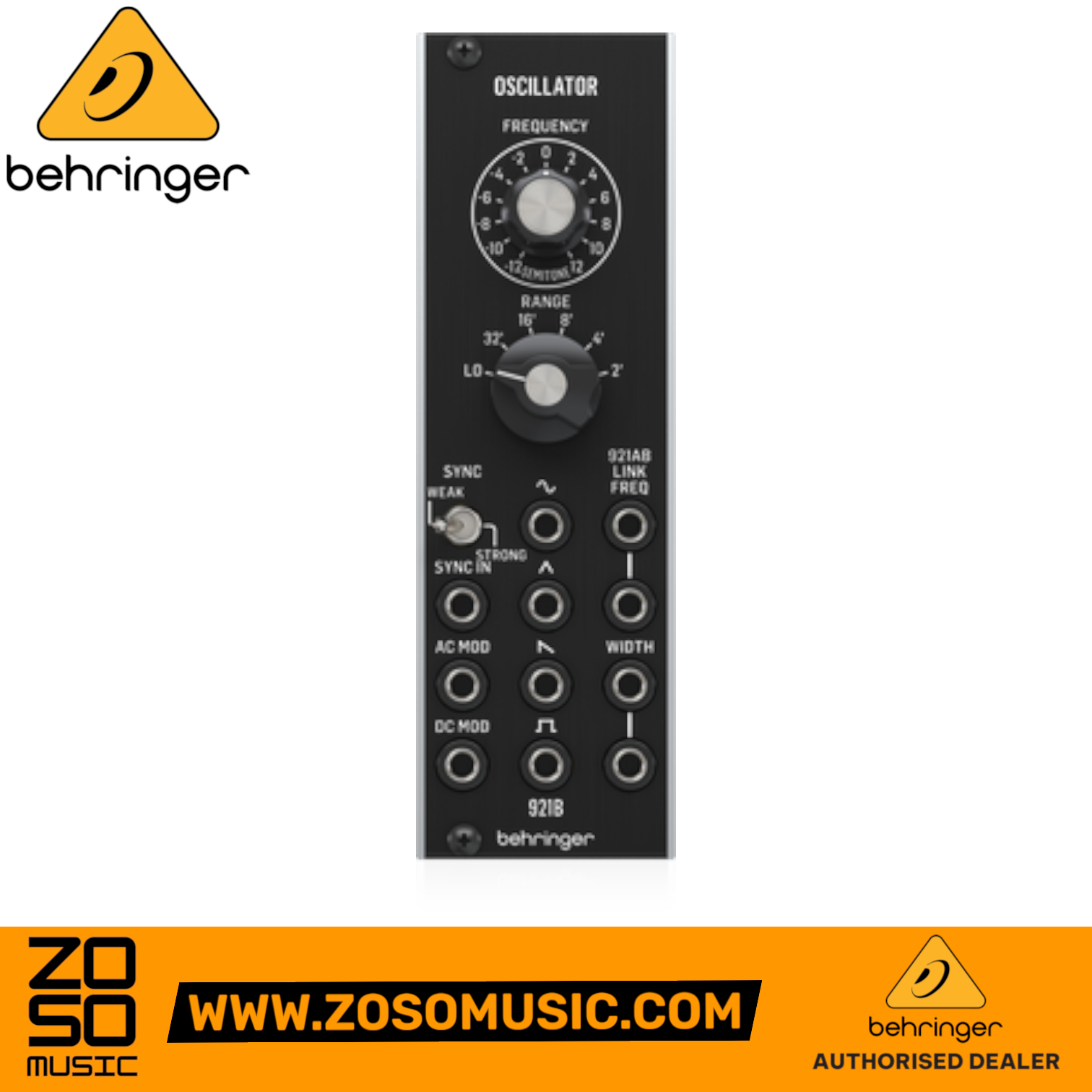 Zoso Music Behringer 921B Oscillator Eurorack module with vintage analog controls and multiple waveform outputs