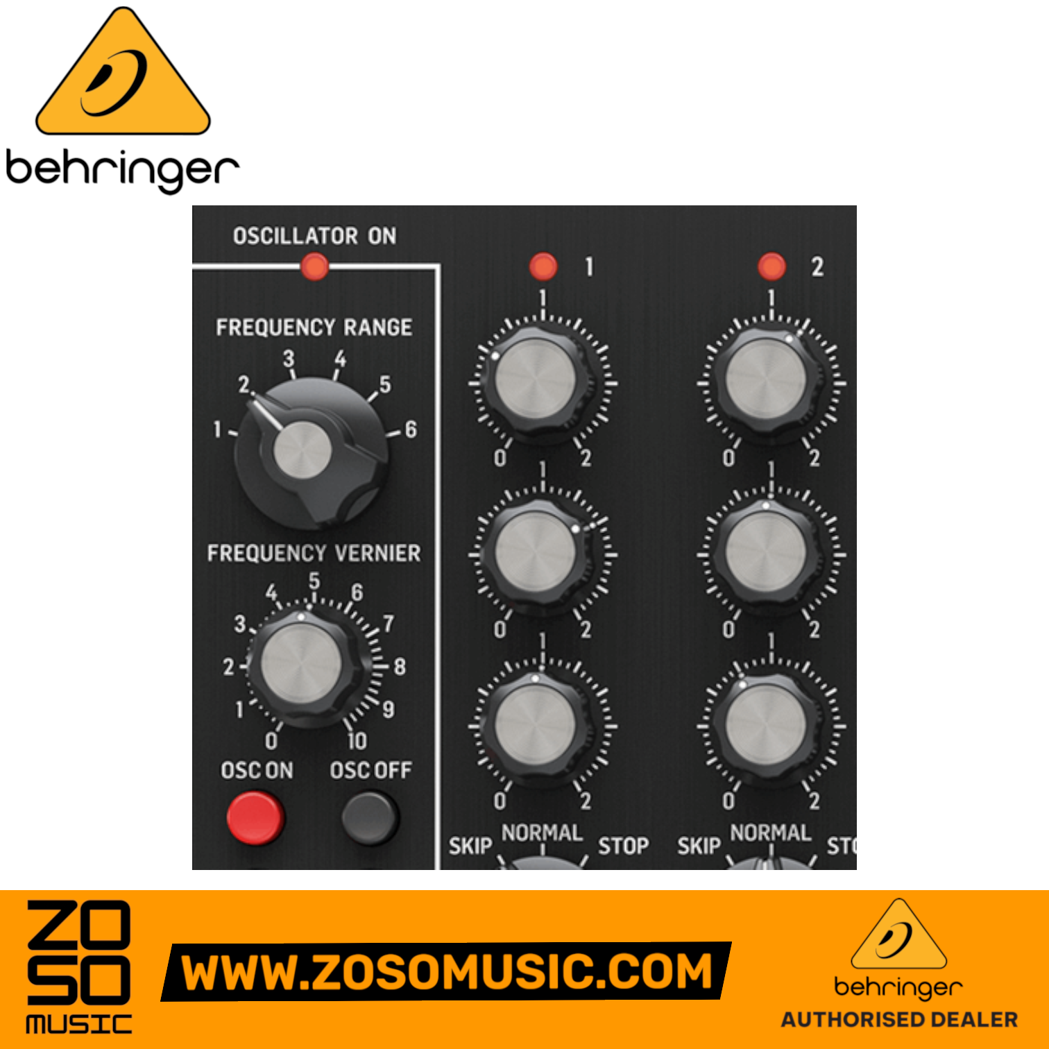 Zoso Music Behringer 960 analog step sequencer module showing frequency controls and step adjustment knobs
