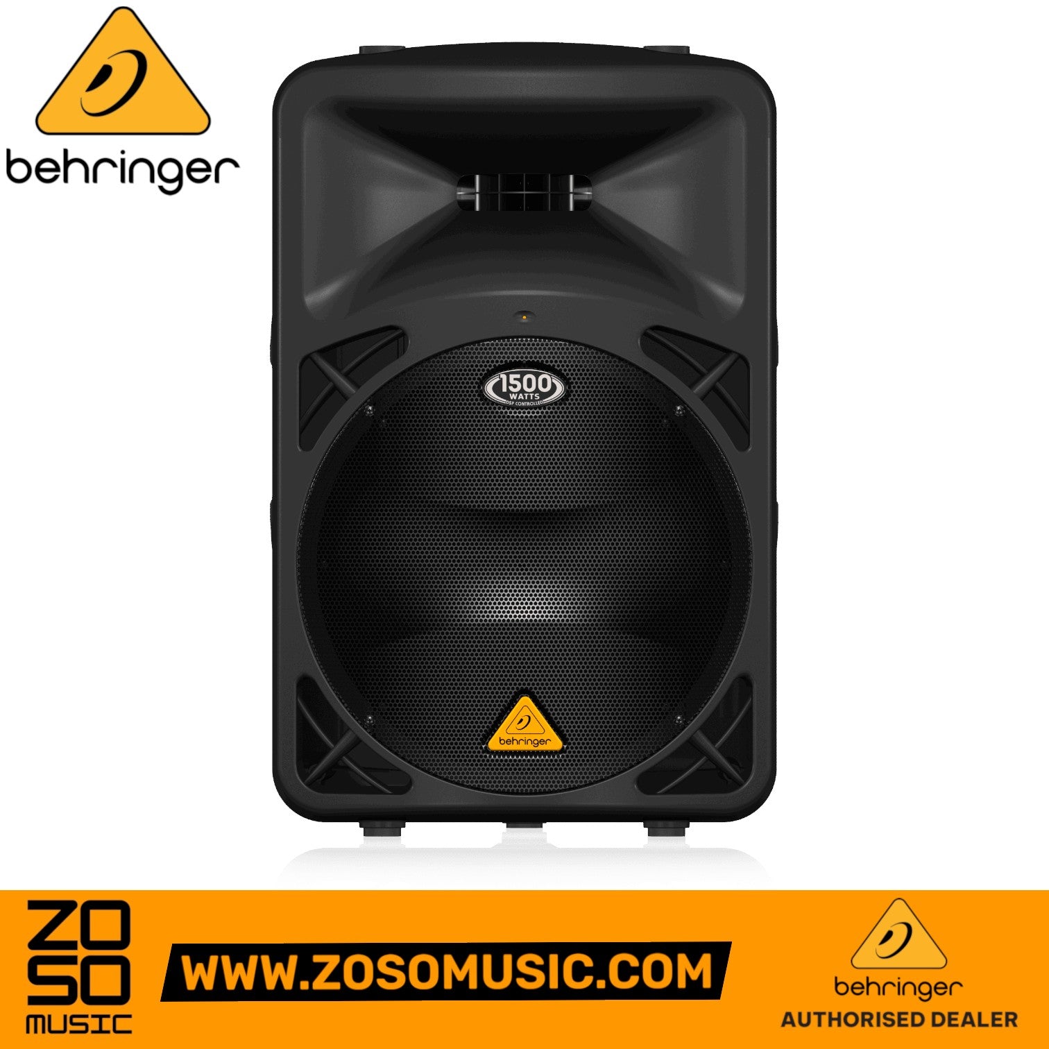 Zoso Music Behringer B615D active 1500W PA speaker with 15-inch woofer and large-format exponential horn